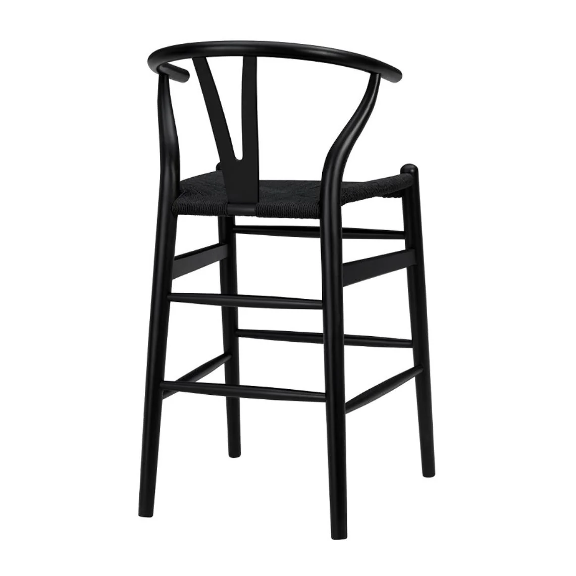 Black Solid Beech Wood Counter Stool with Black Rush Seat By Homeroots - Image 4