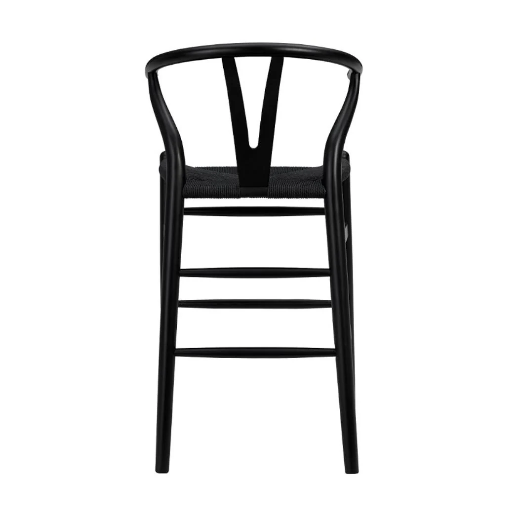 Black Solid Beech Wood Counter Stool with Black Rush Seat By Homeroots - Image 5