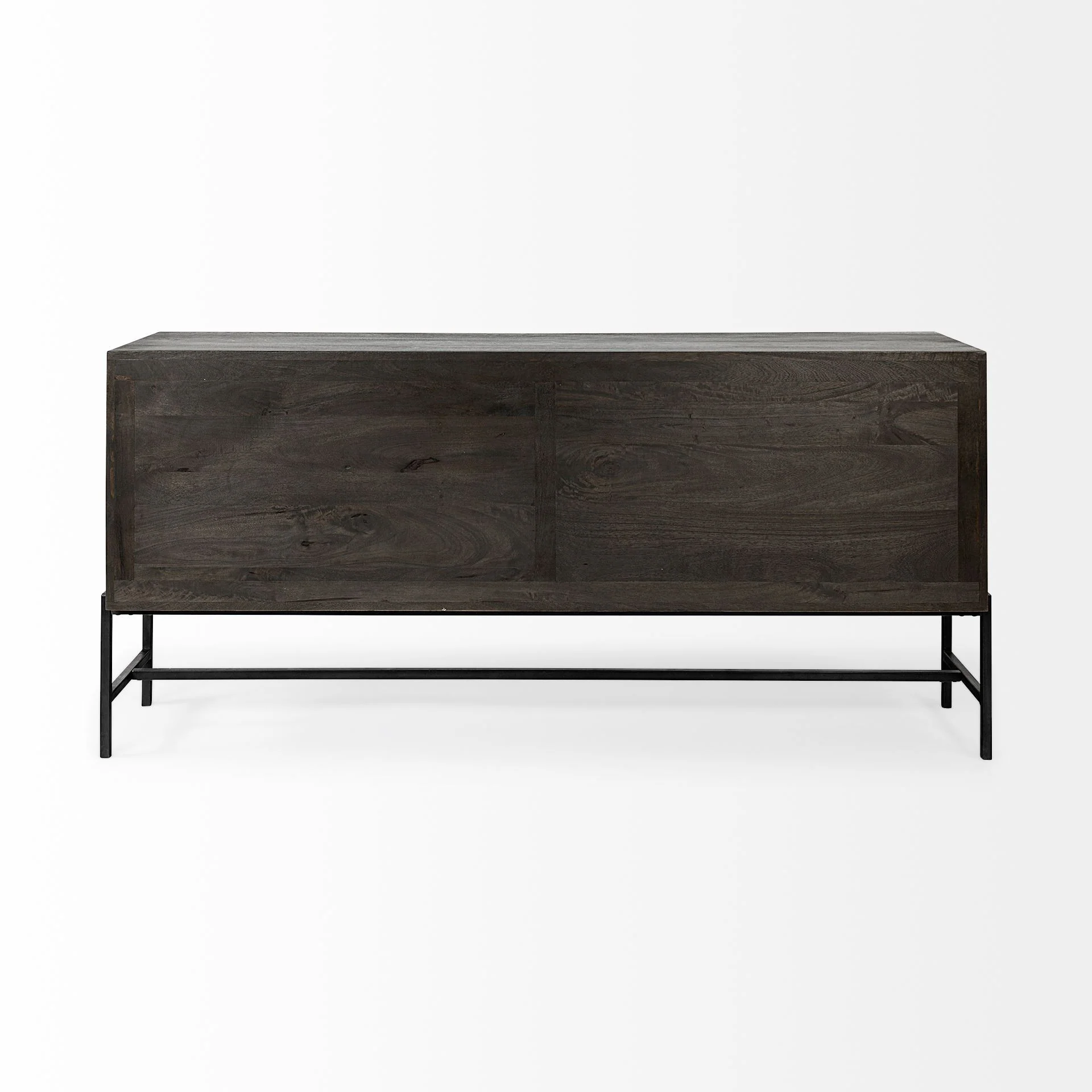 Black Solid Mango Wood Finish Sideboard With 4 Glass Cabinet Doors By Homeroots - Image 5