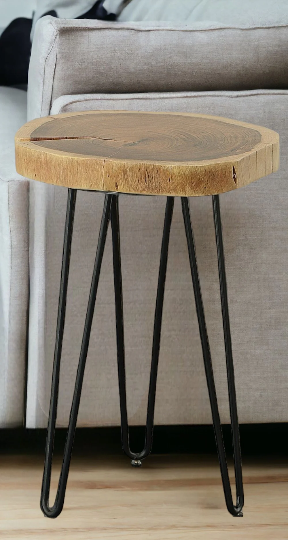 Black Solid Wood And Iron Round End Table By Homeroots - Image 2
