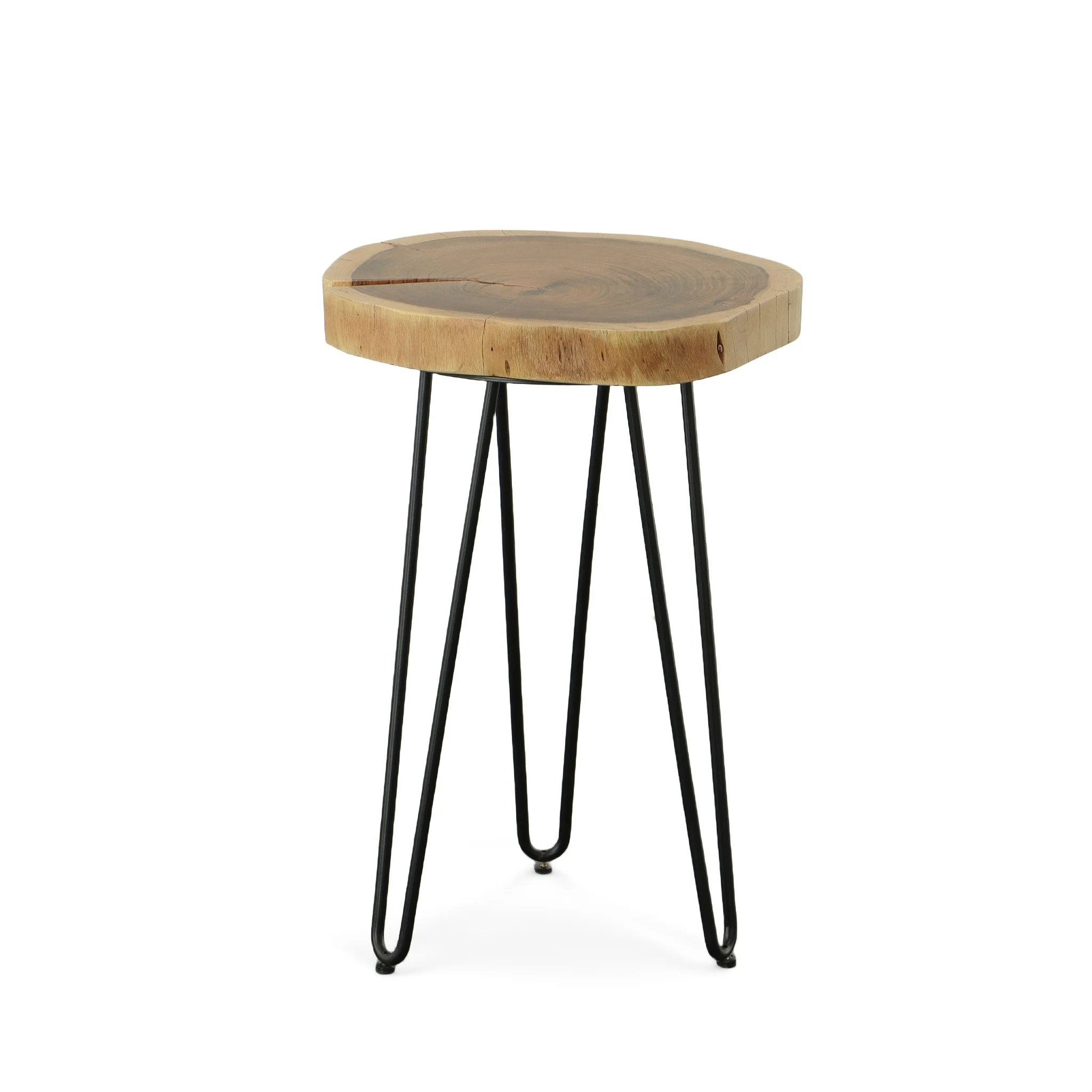 Black Solid Wood And Iron Round End Table By Homeroots - Image 3