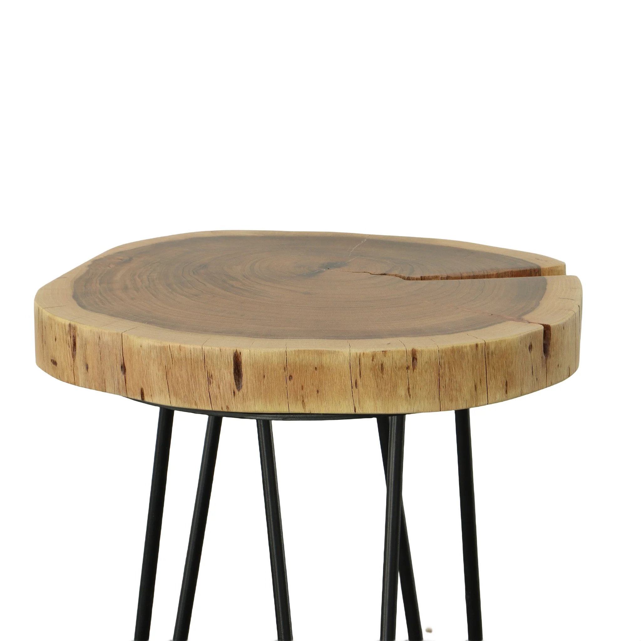 Black Solid Wood And Iron Round End Table By Homeroots - Image 4