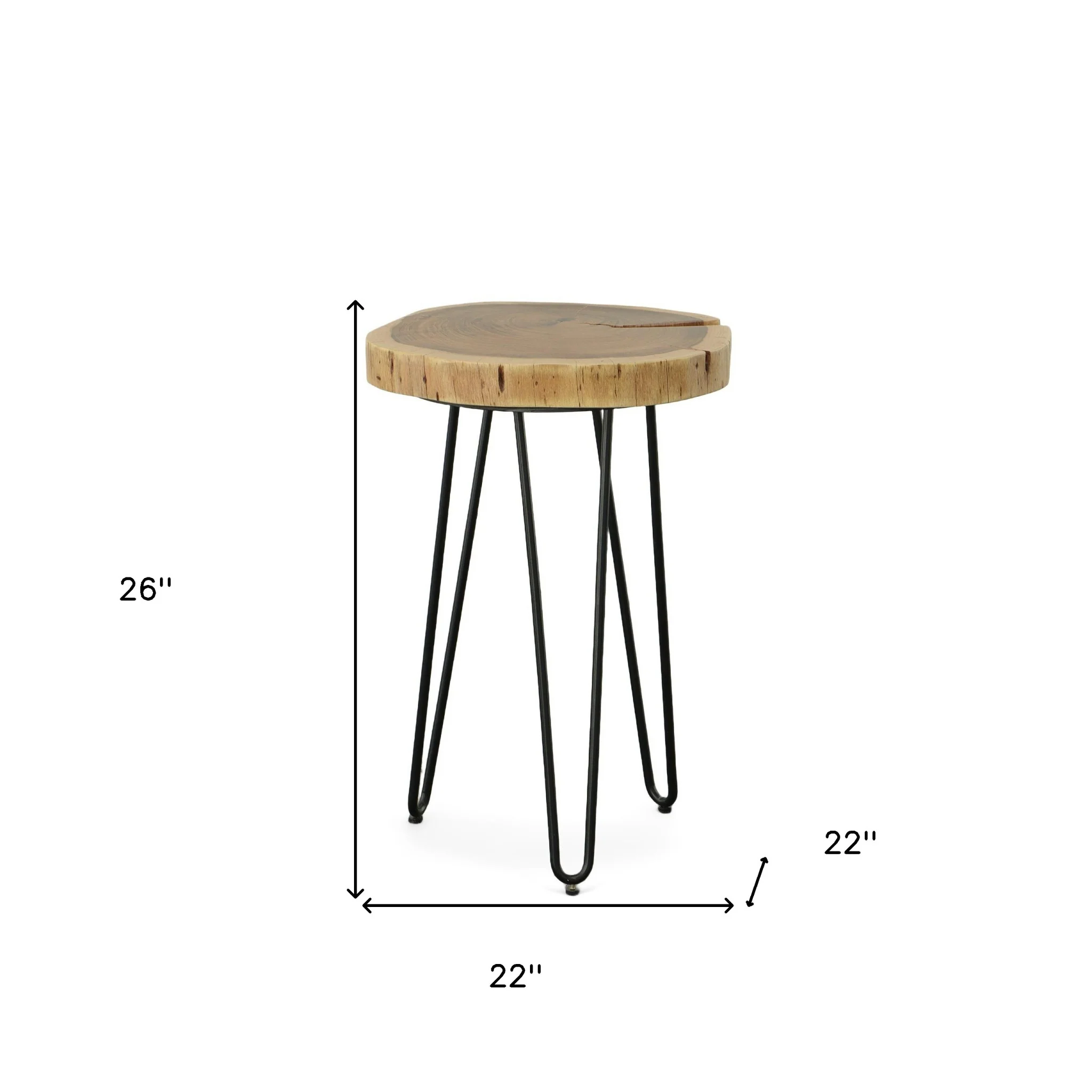 Black Solid Wood And Iron Round End Table By Homeroots - Image 5