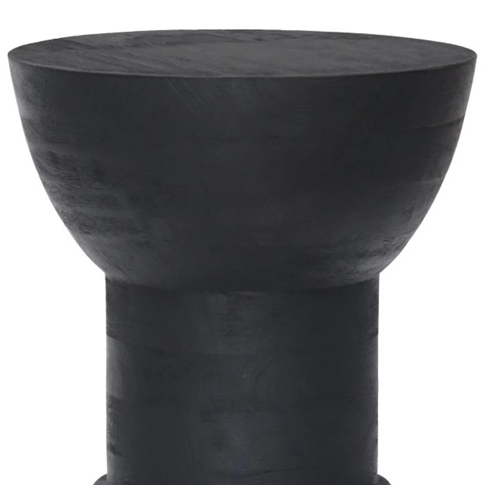Black Solid Wood Backless Bar Chair By Homeroots - Image 6