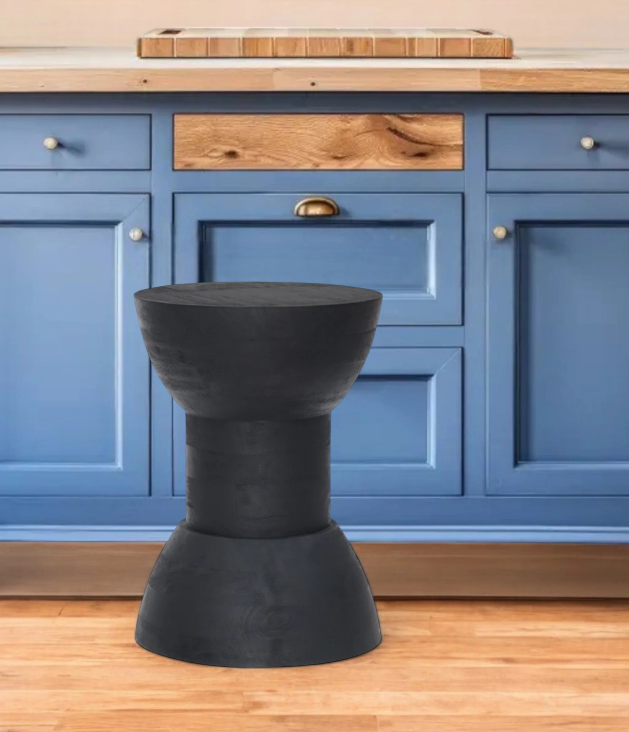 Black Solid Wood Backless Bar Chair By Homeroots - Image 7