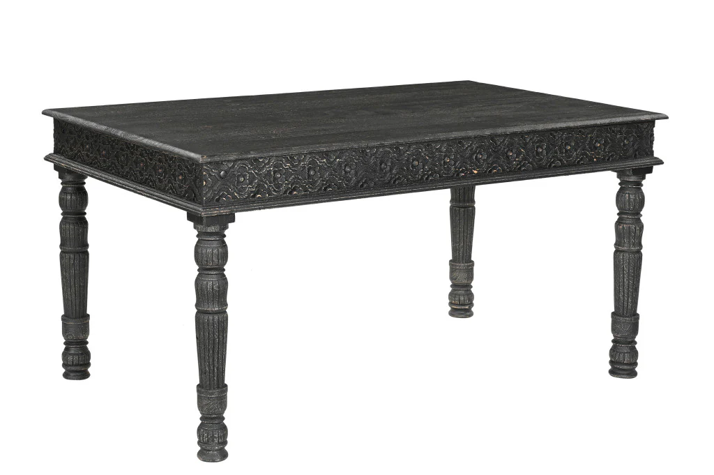 Black Solid Wood Dining Table By Homeroots - Image 2