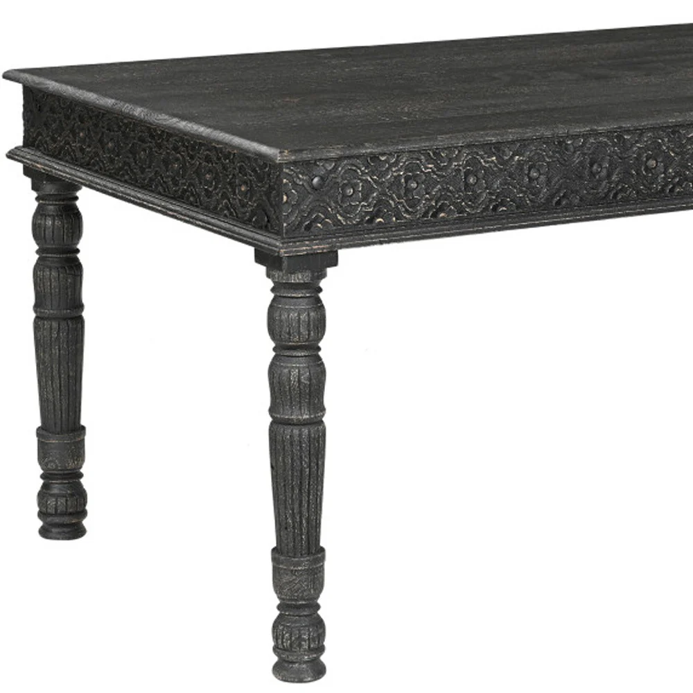 Black Solid Wood Dining Table By Homeroots - Image 3
