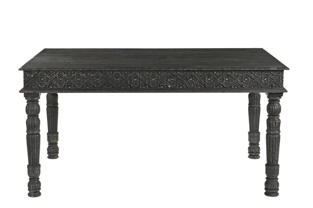 Black Solid Wood Dining Table By Homeroots - Image 4