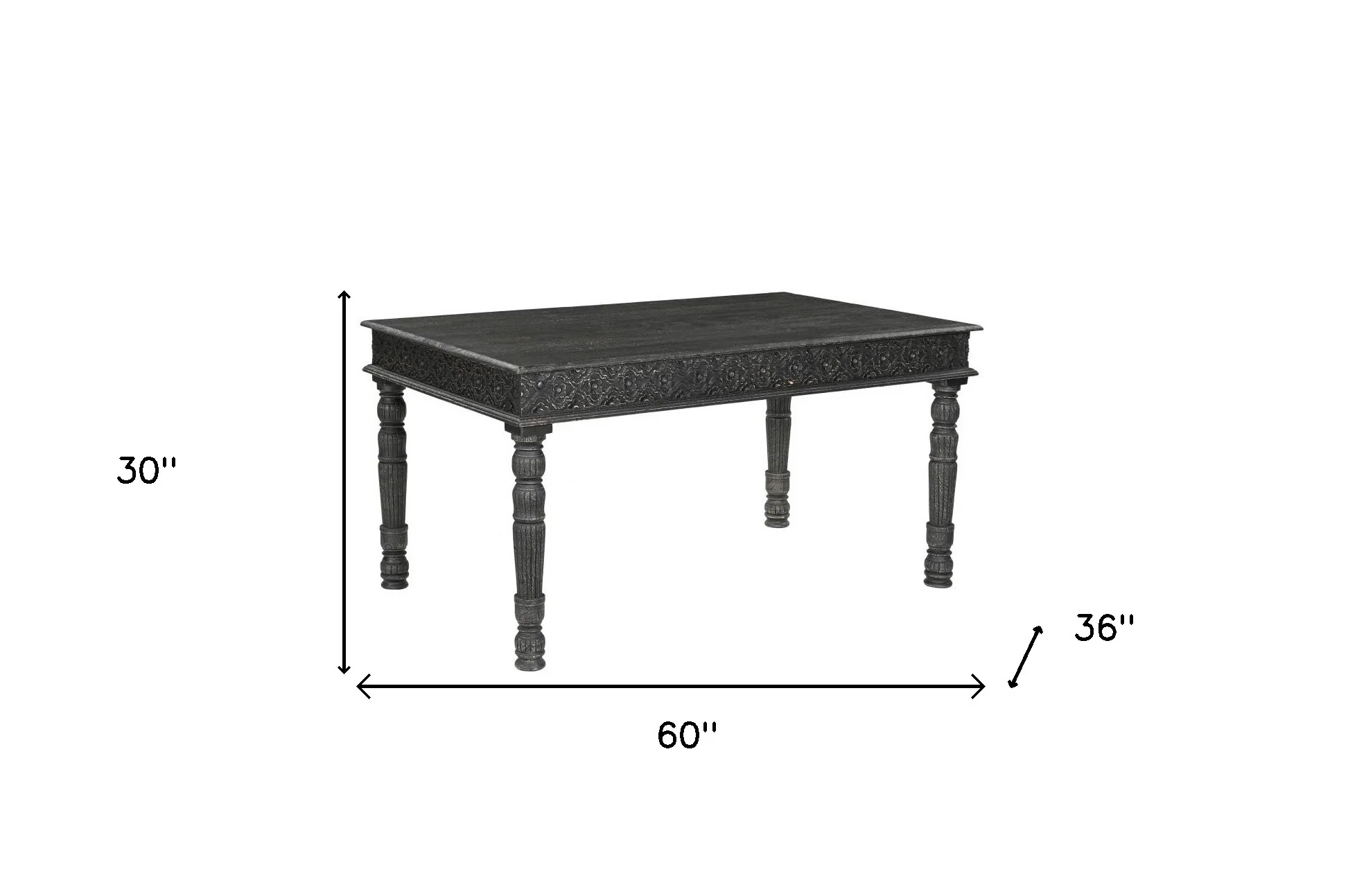 Black Solid Wood Dining Table By Homeroots - Image 7