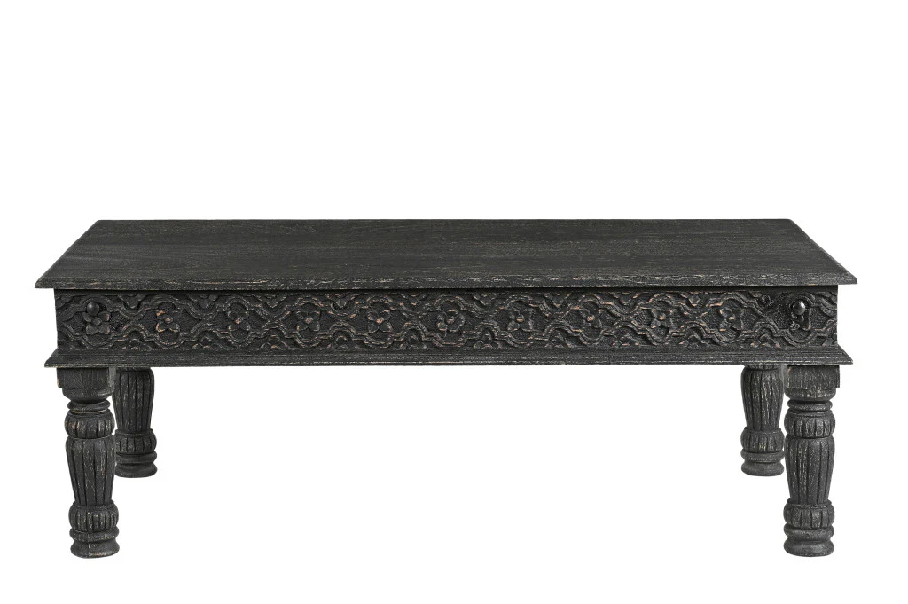 Black Solid Wood Distressed Coffee Table By Homeroots - Image 3