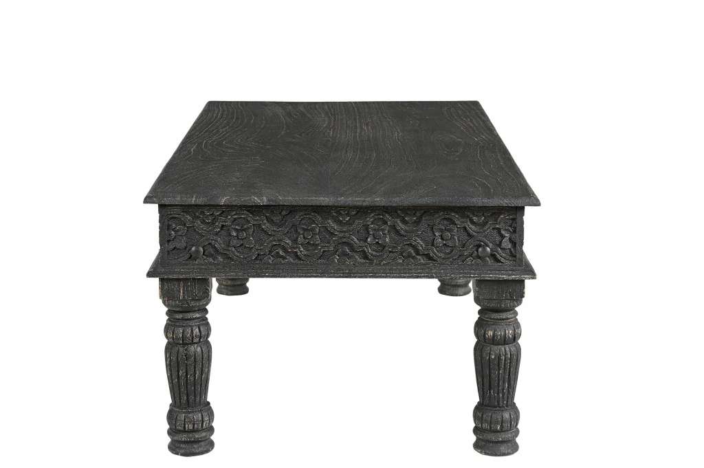 Black Solid Wood Distressed Coffee Table By Homeroots - Image 4