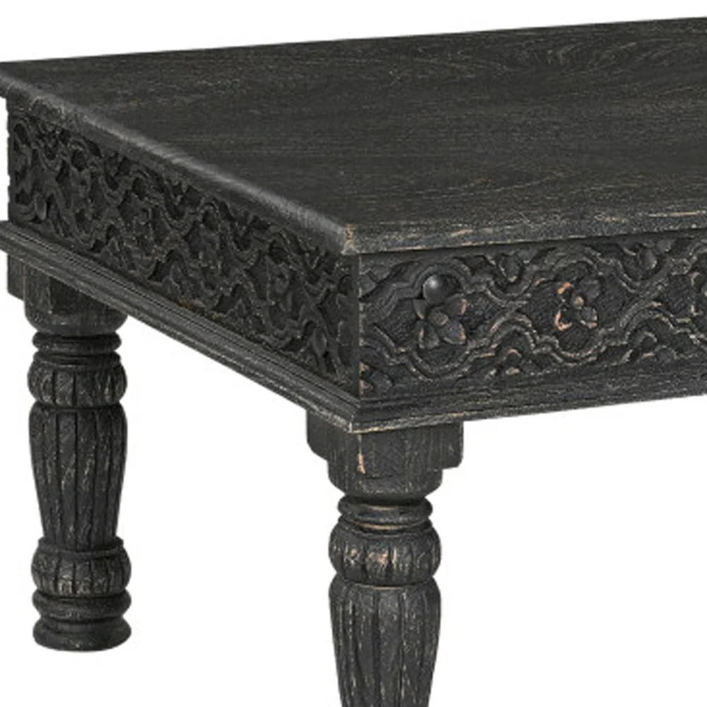 Black Solid Wood Distressed Coffee Table By Homeroots - Image 7