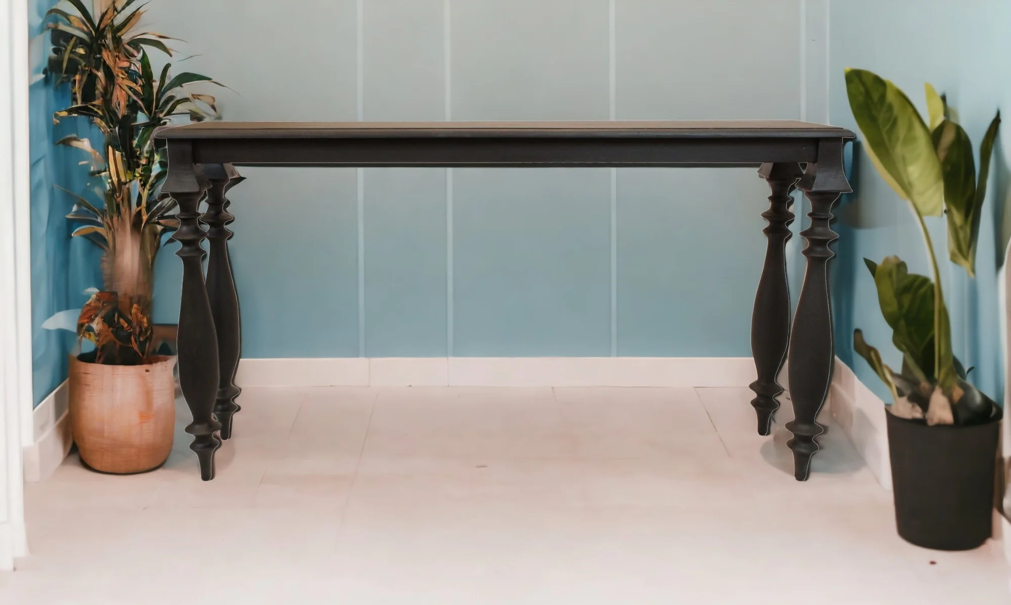 Black Solid Wood Distressed Console Table By Homeroots - Image 4