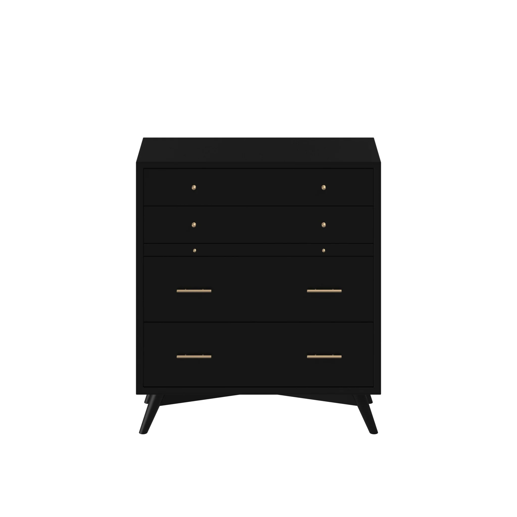Black Solid Wood Four Drawer Chest By Homeroots - Image 2