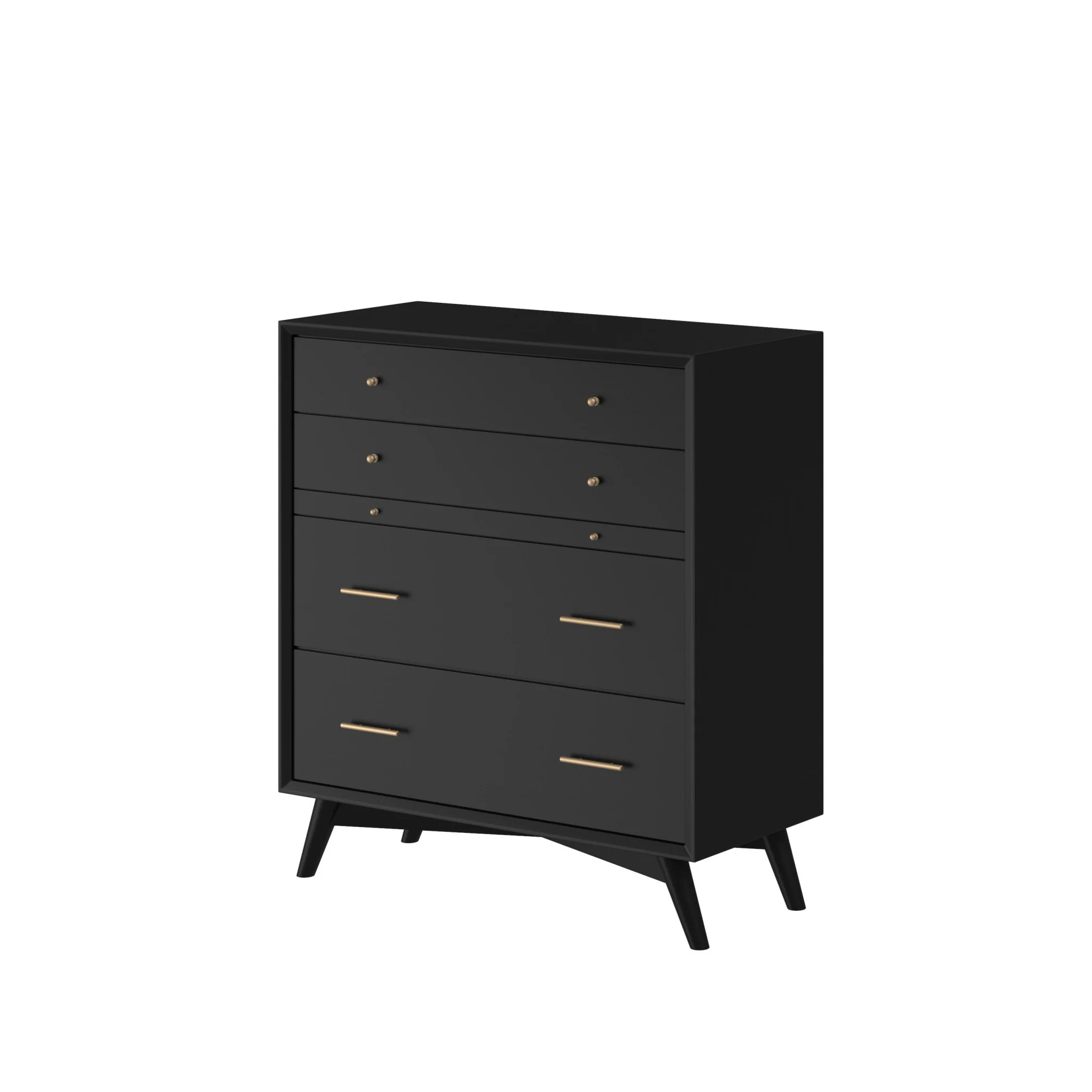 Black Solid Wood Four Drawer Chest By Homeroots - Image 3