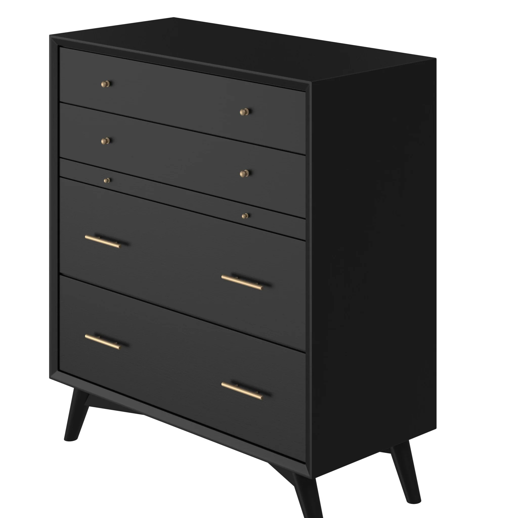 Black Solid Wood Four Drawer Chest By Homeroots - Image 6