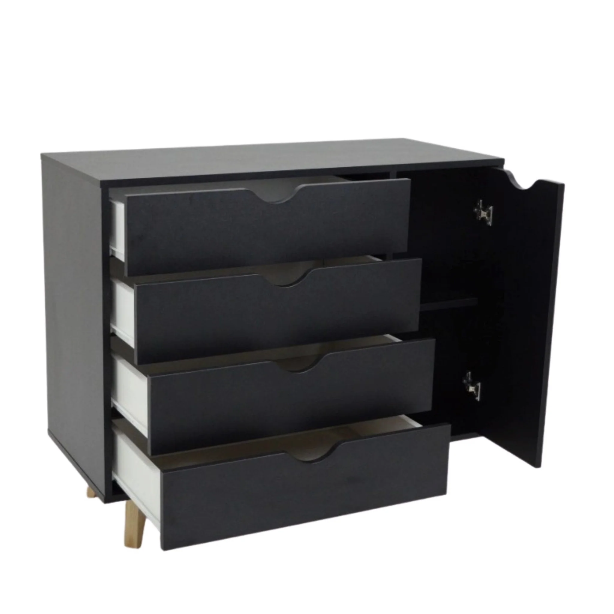 Black Solid Wood Four Drawer Combo Dresser By Homeroots - Image 3