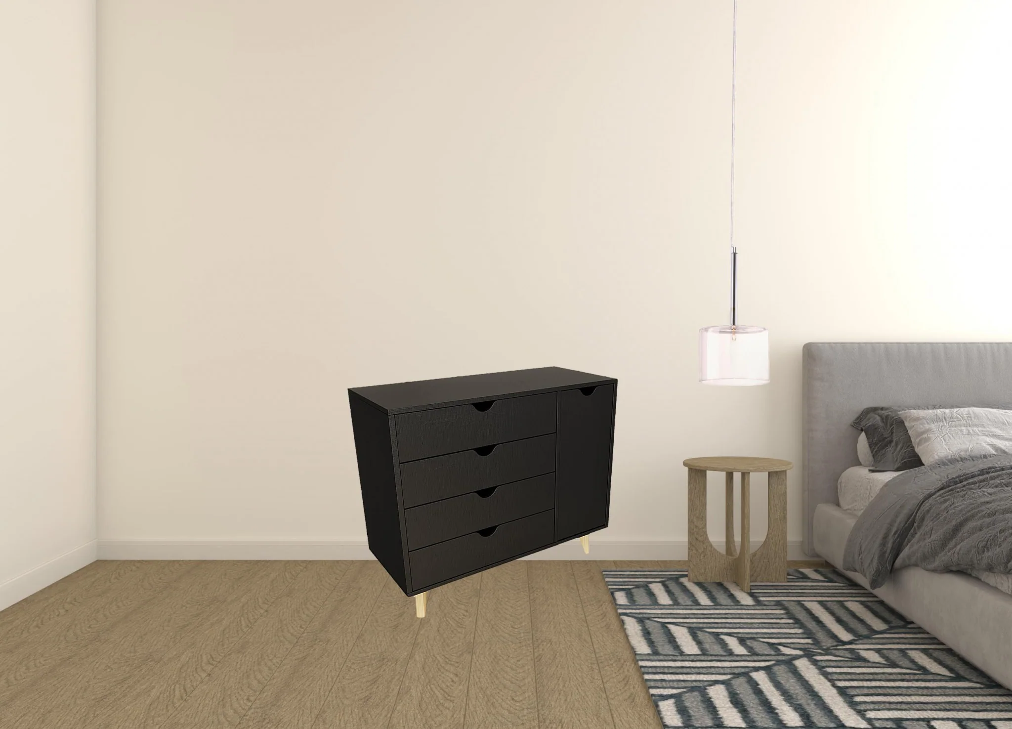 Black Solid Wood Four Drawer Combo Dresser By Homeroots - Image 4