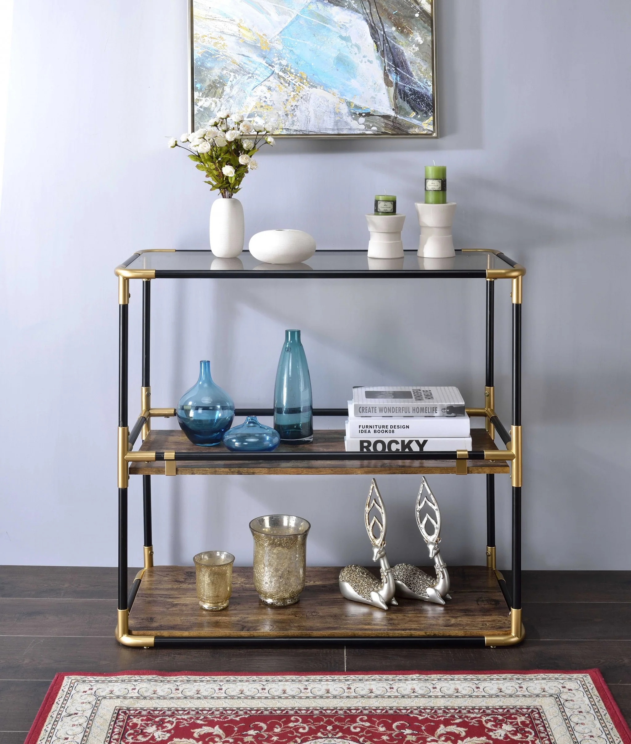 Black Solid Wood Leg Console Table By Homeroots - Image 2