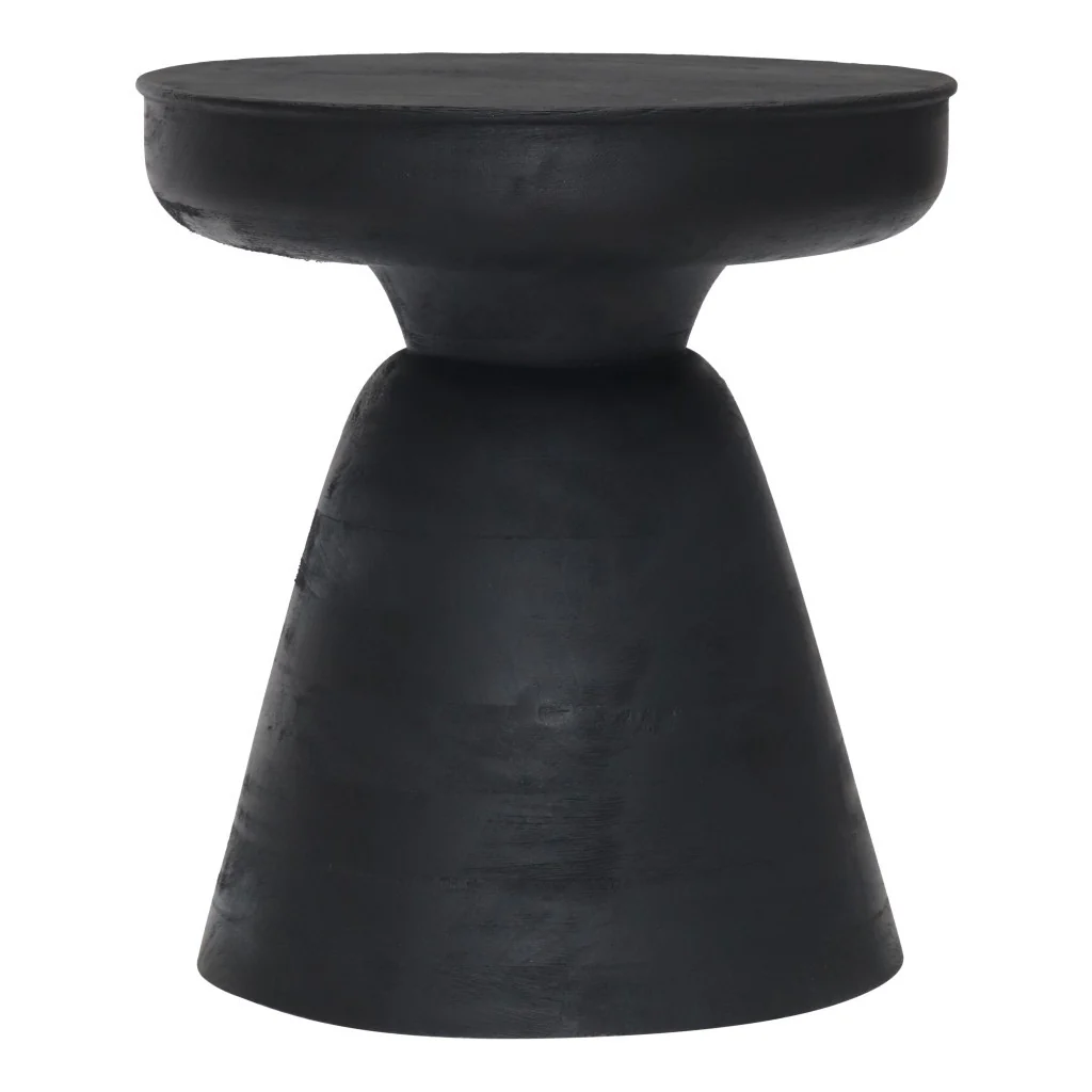 Black Solid Wood Round End Table By Homeroots - Image 2
