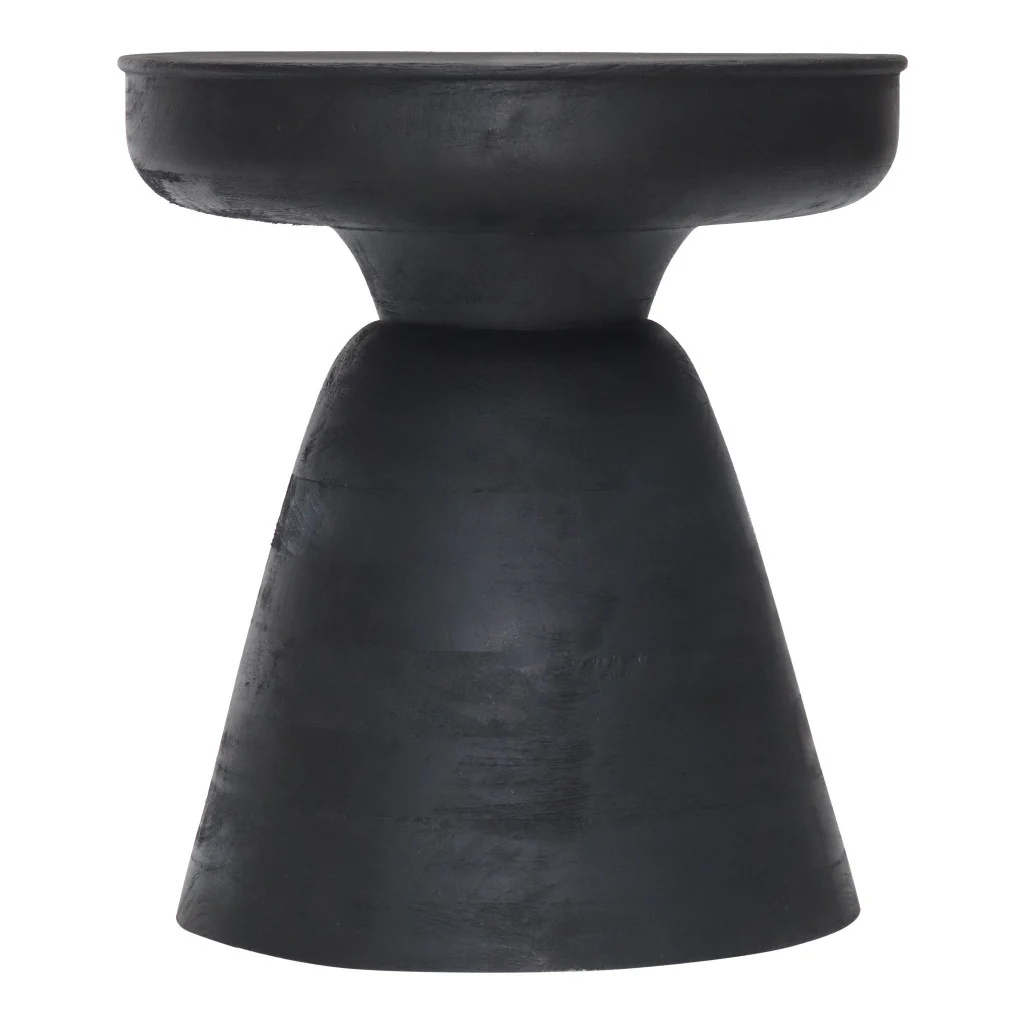 Black Solid Wood Round End Table By Homeroots - Image 4