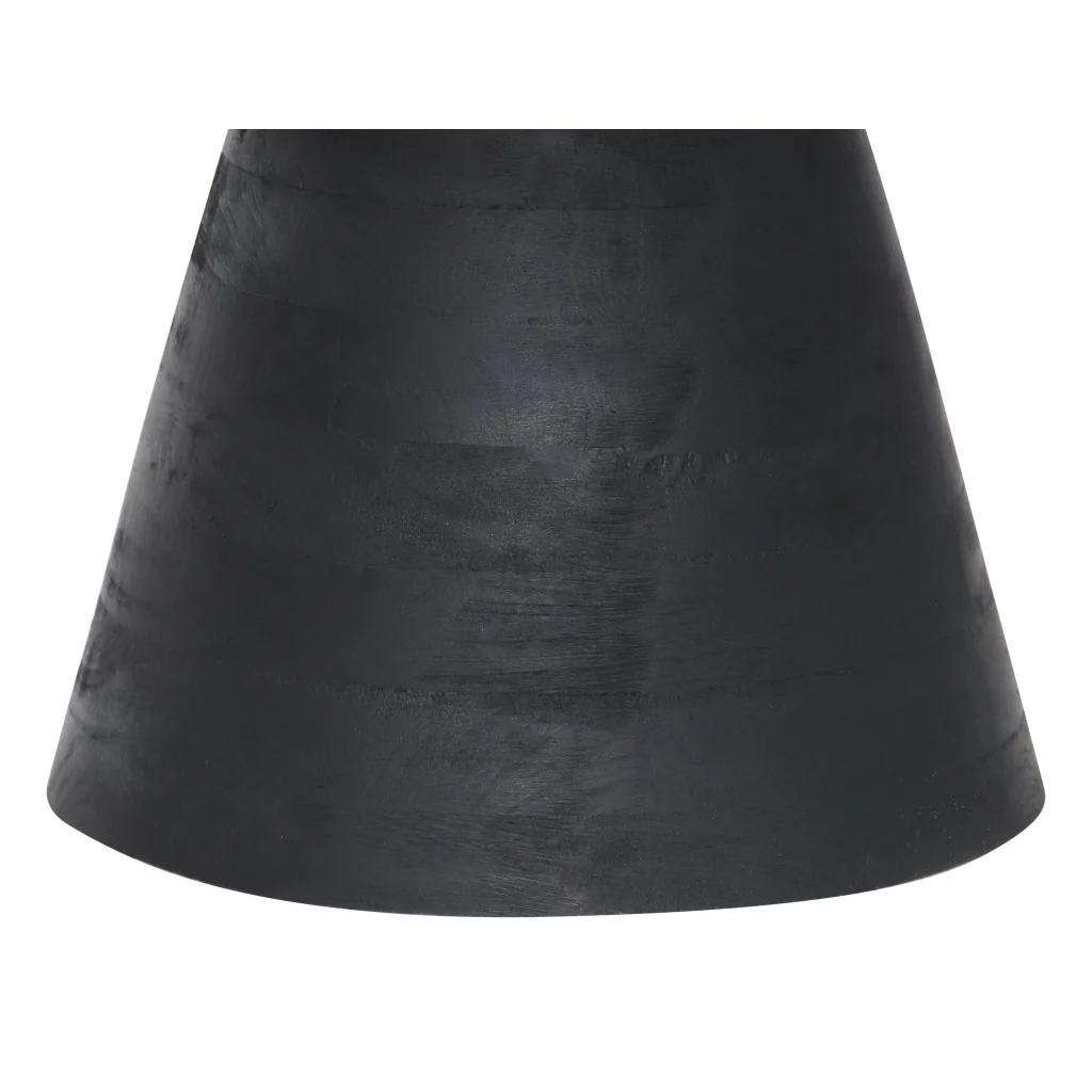Black Solid Wood Round End Table By Homeroots - Image 5