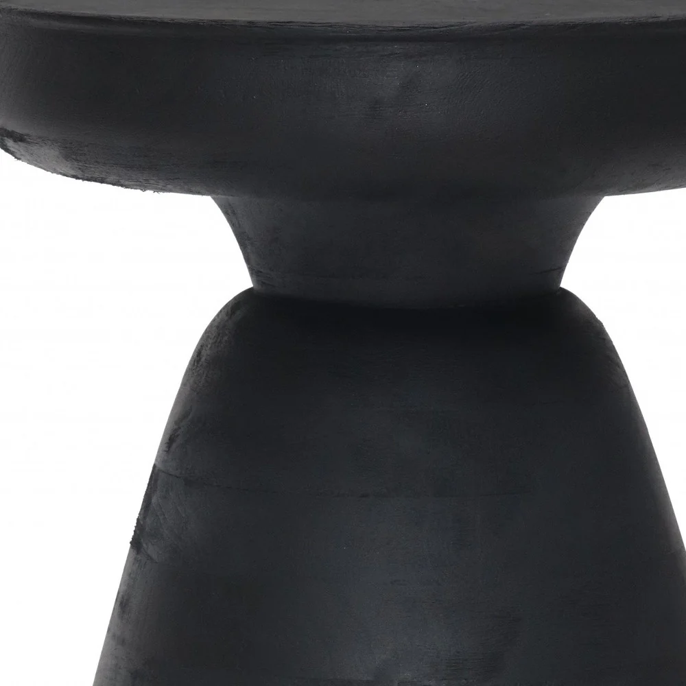 Black Solid Wood Round End Table By Homeroots - Image 6