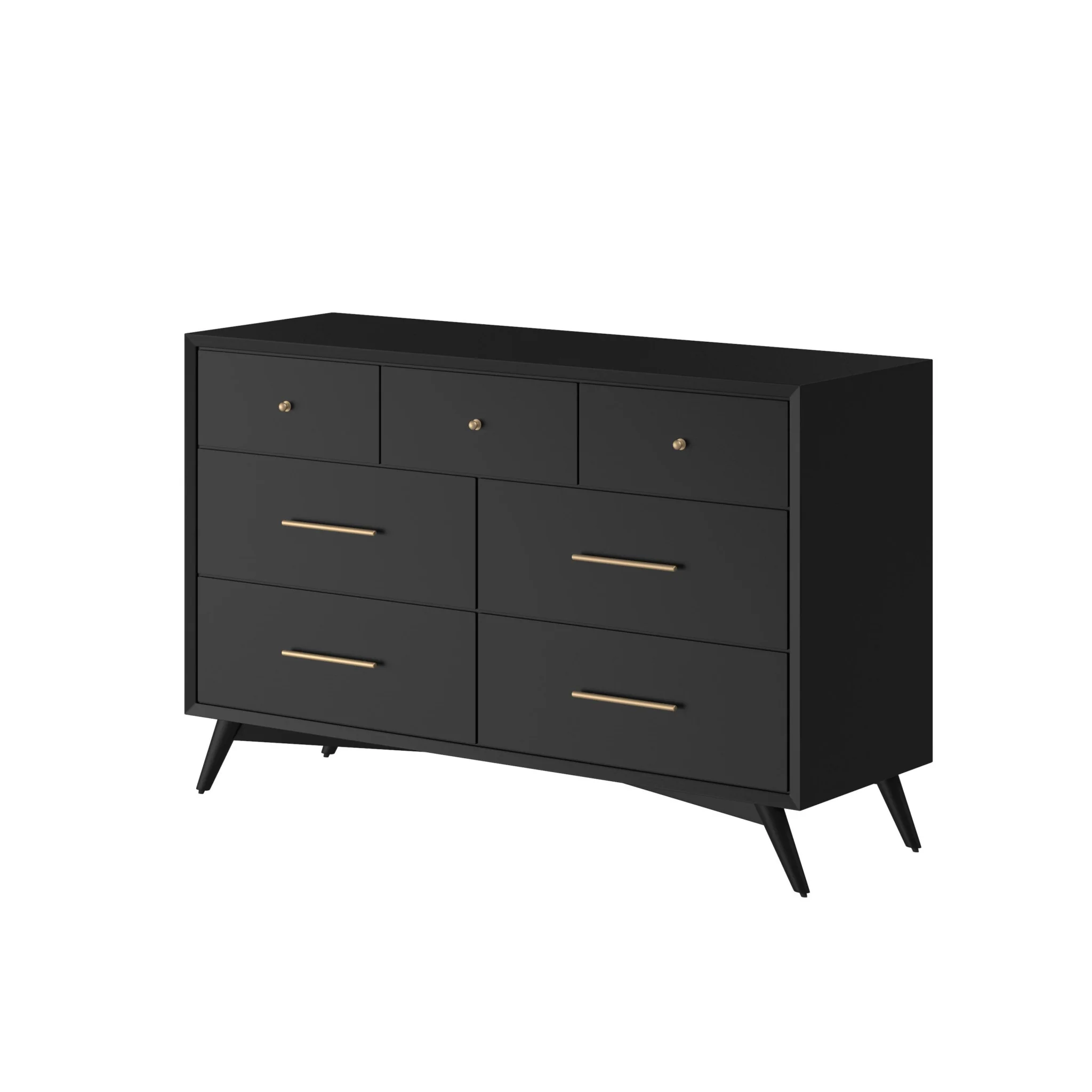 Black Solid Wood Seven Drawer Double Dresser By Homeroots - Image 2