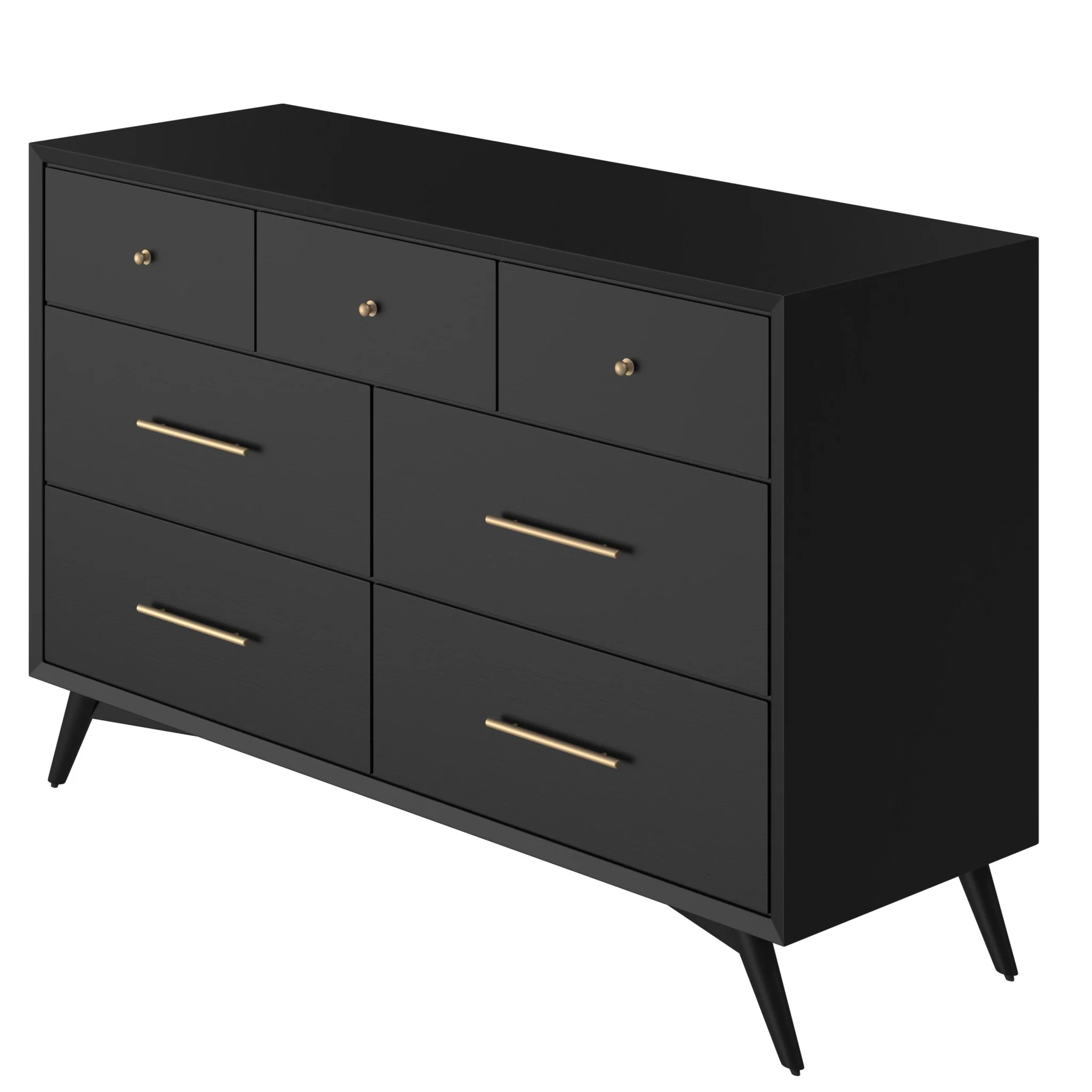 Black Solid Wood Seven Drawer Double Dresser By Homeroots - Image 5
