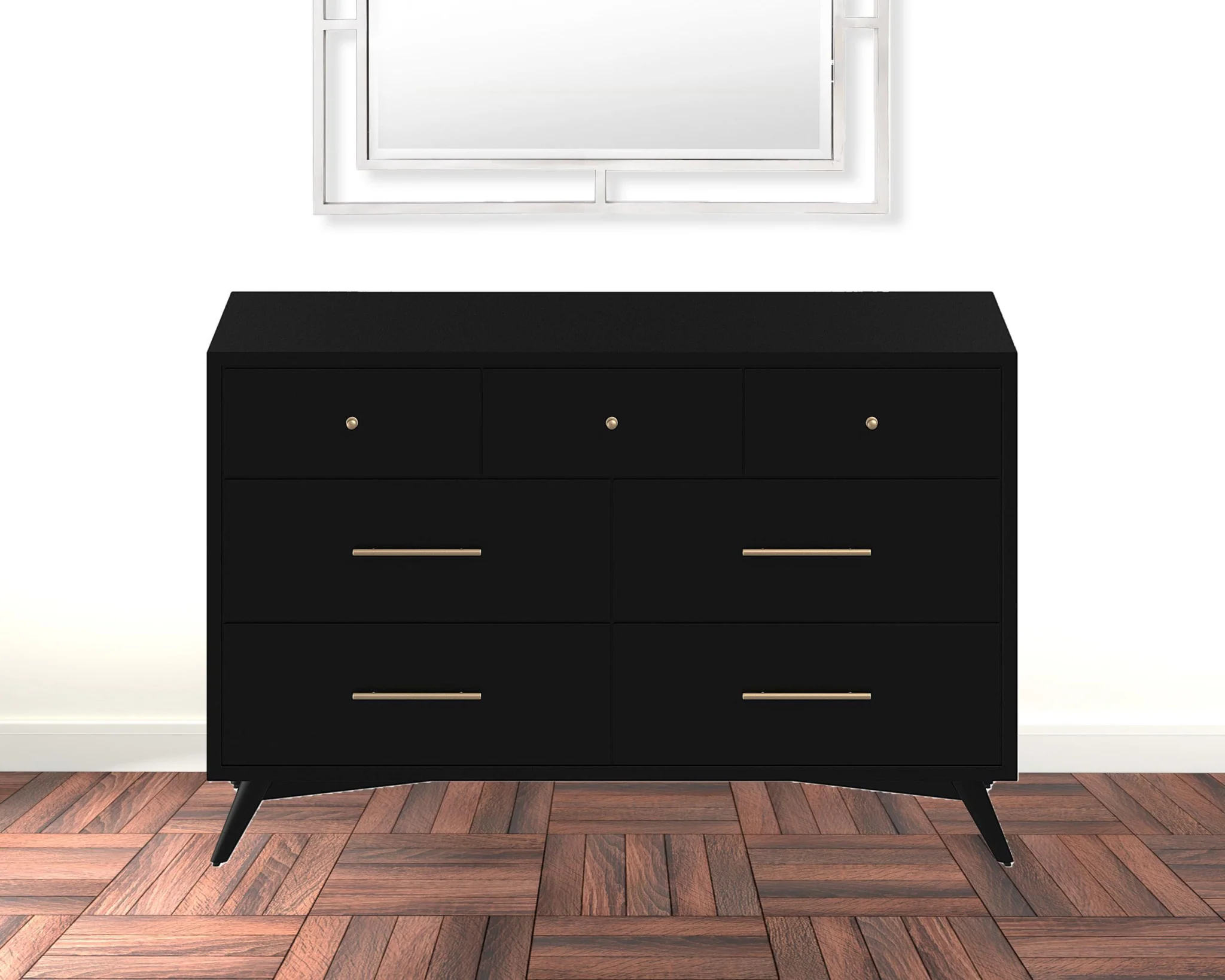 Black Solid Wood Seven Drawer Double Dresser By Homeroots - Image 8