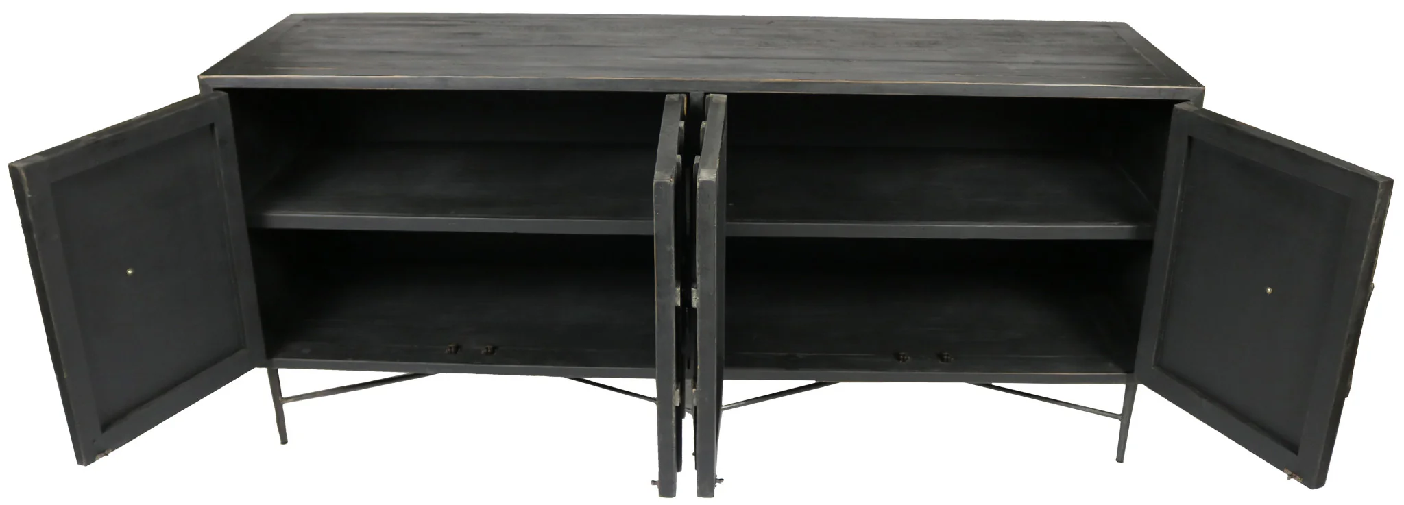 Black Solid Wood Sideboard with Four Doors By Homeroots - Image 6