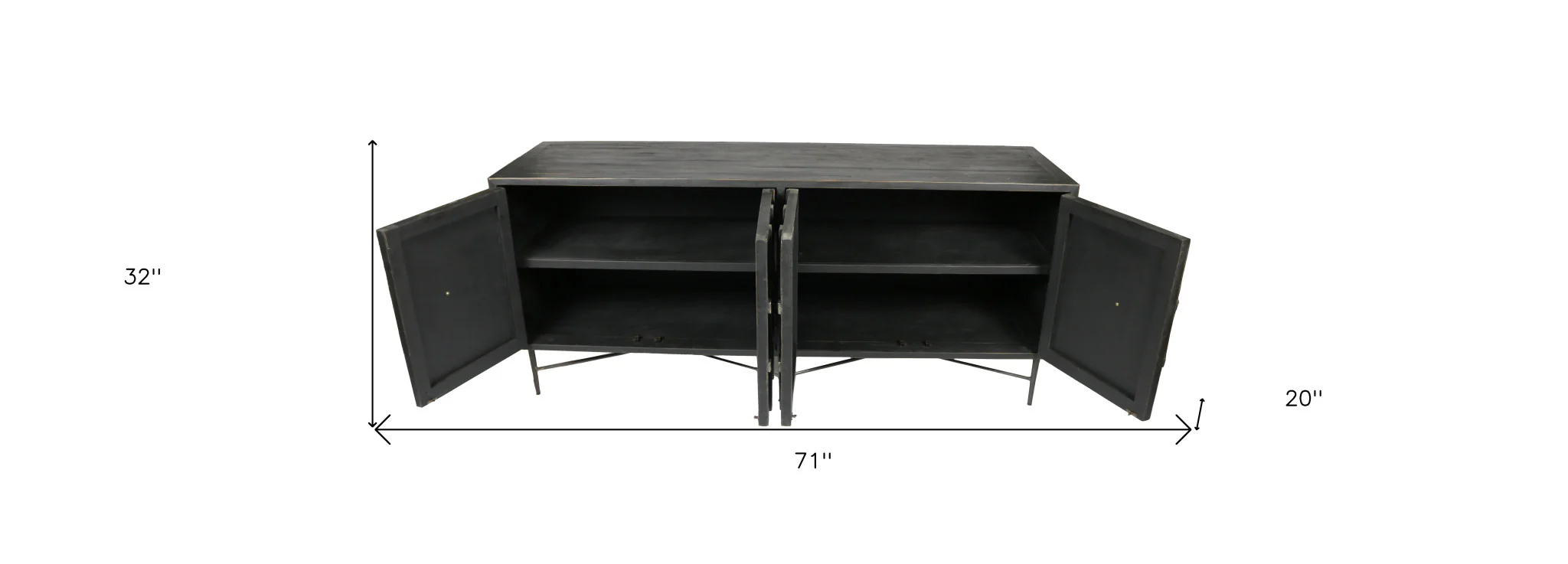 Black Solid Wood Sideboard with Four Doors By Homeroots - Image 7