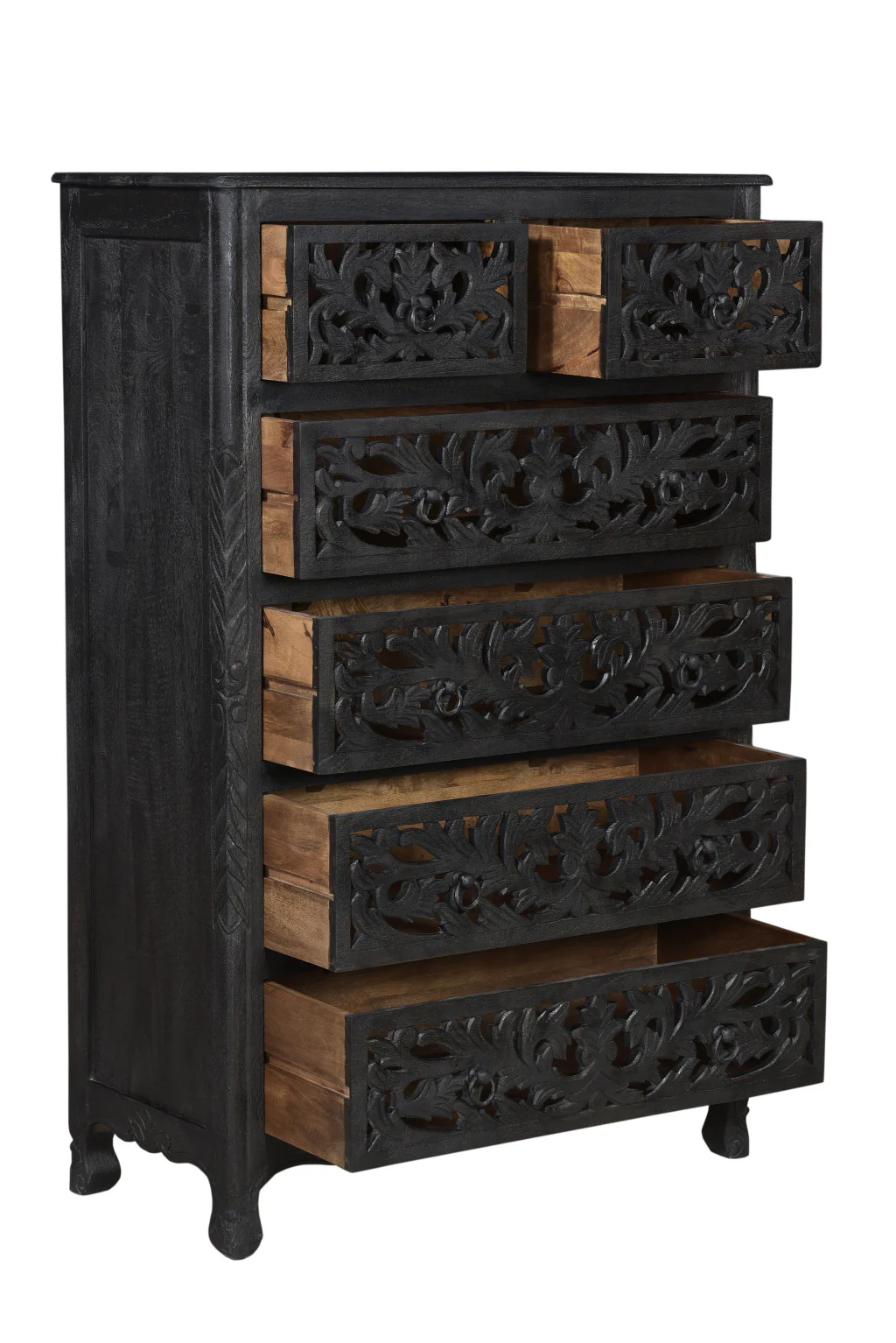Black Solid Wood Six Drawer Chest By Homeroots - Image 2