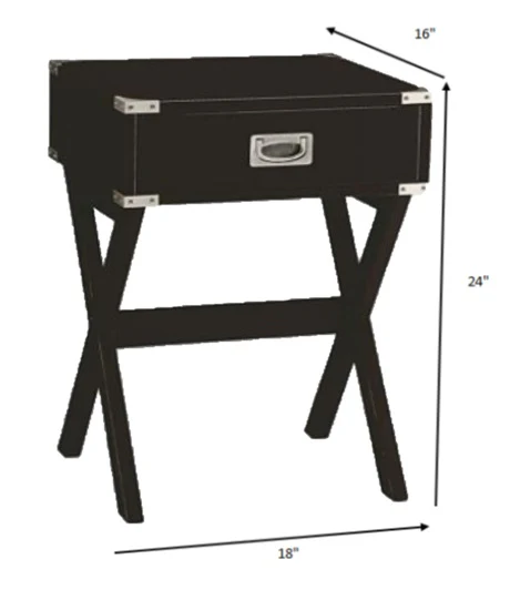 Black Solid Wooden & Metal Accent End Table By Homeroots - Image 5