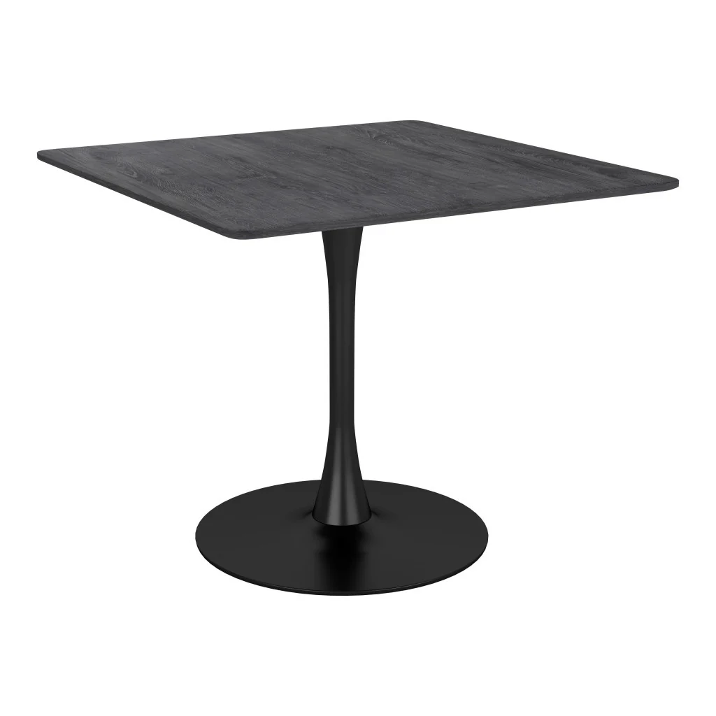 Black Square Steel Pedestal Base Dining Table By Homeroots - Image 3