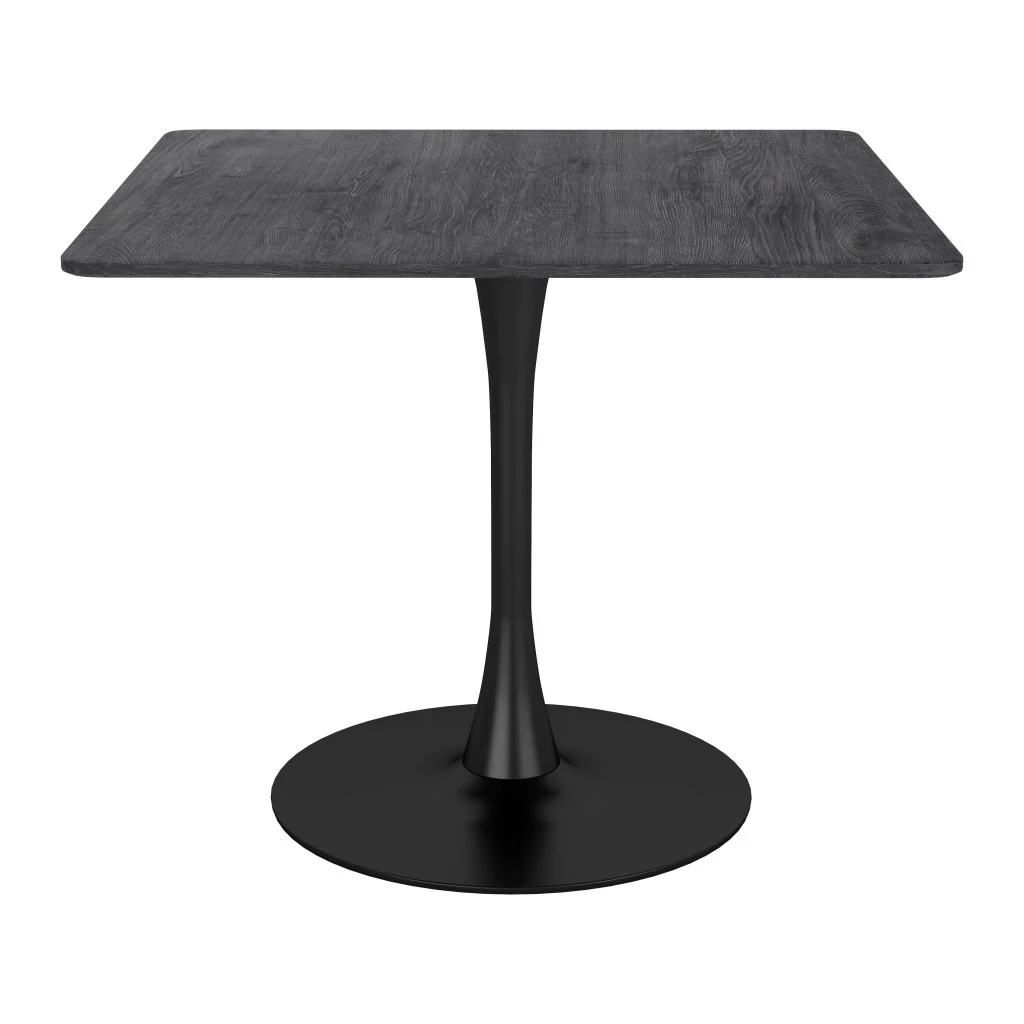 Black Square Steel Pedestal Base Dining Table By Homeroots - Image 4