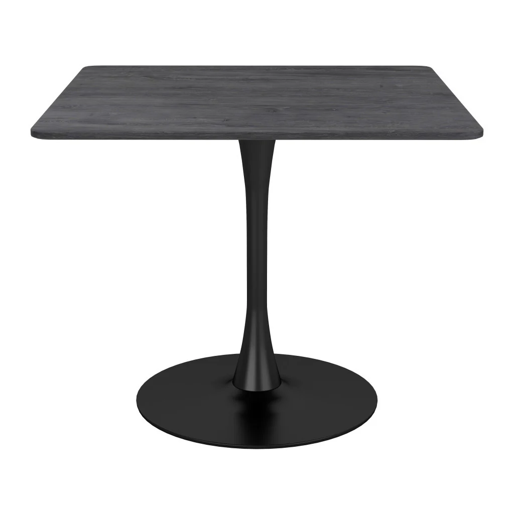 Black Square Steel Pedestal Base Dining Table By Homeroots - Image 5