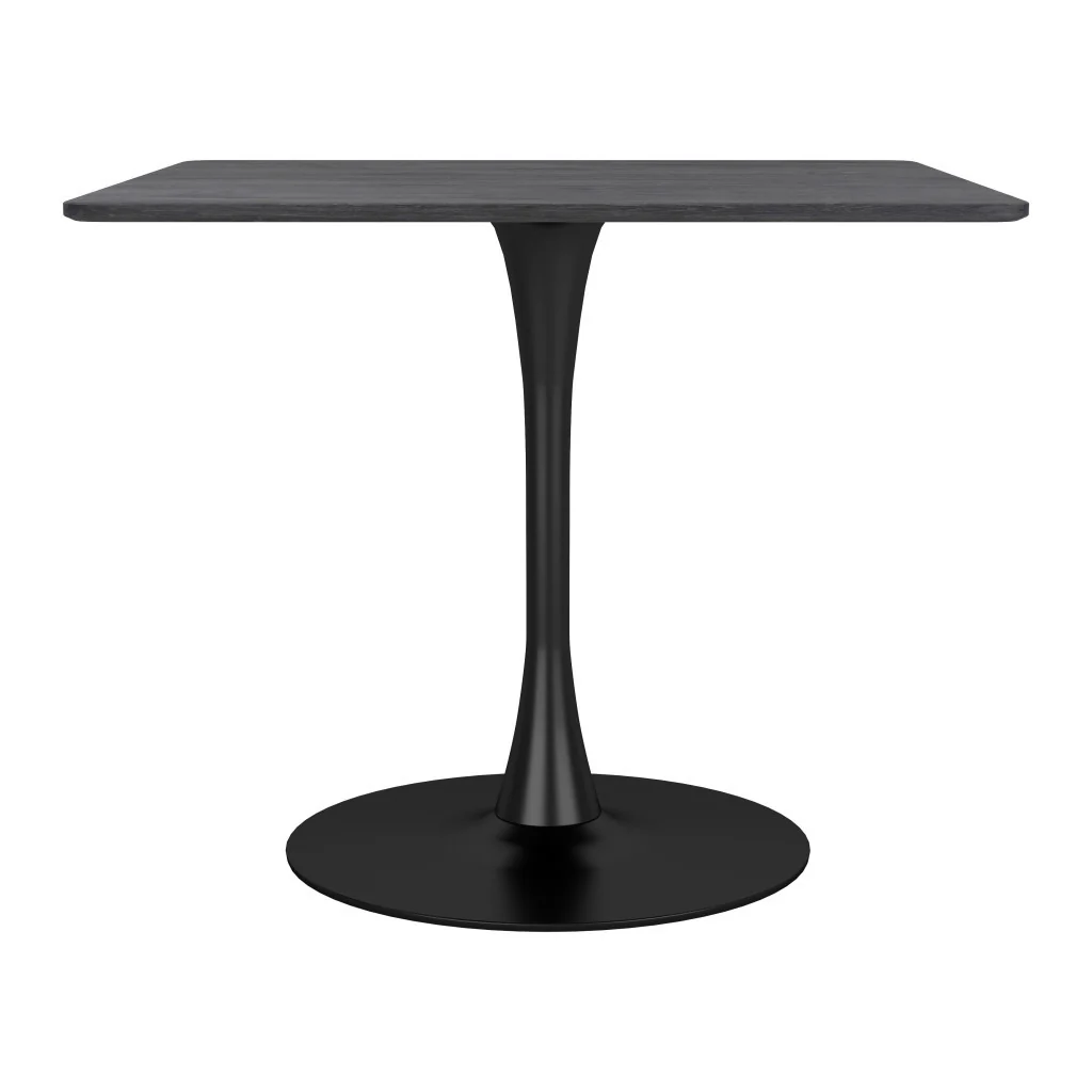 Black Square Steel Pedestal Base Dining Table By Homeroots - Image 6
