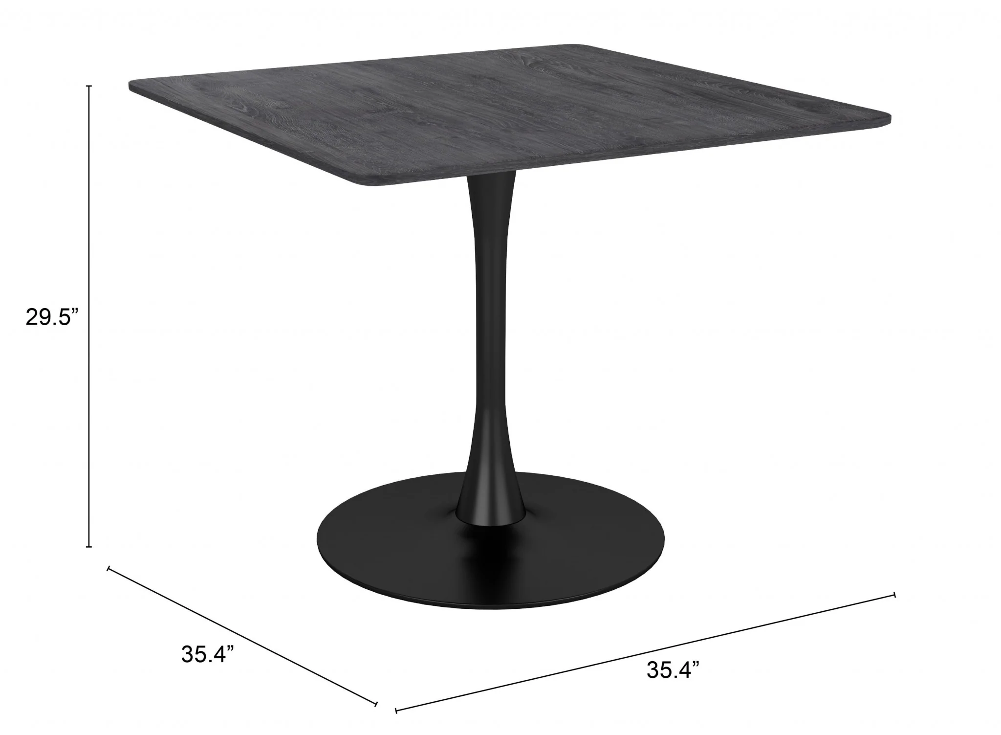 Black Square Steel Pedestal Base Dining Table By Homeroots - Image 8