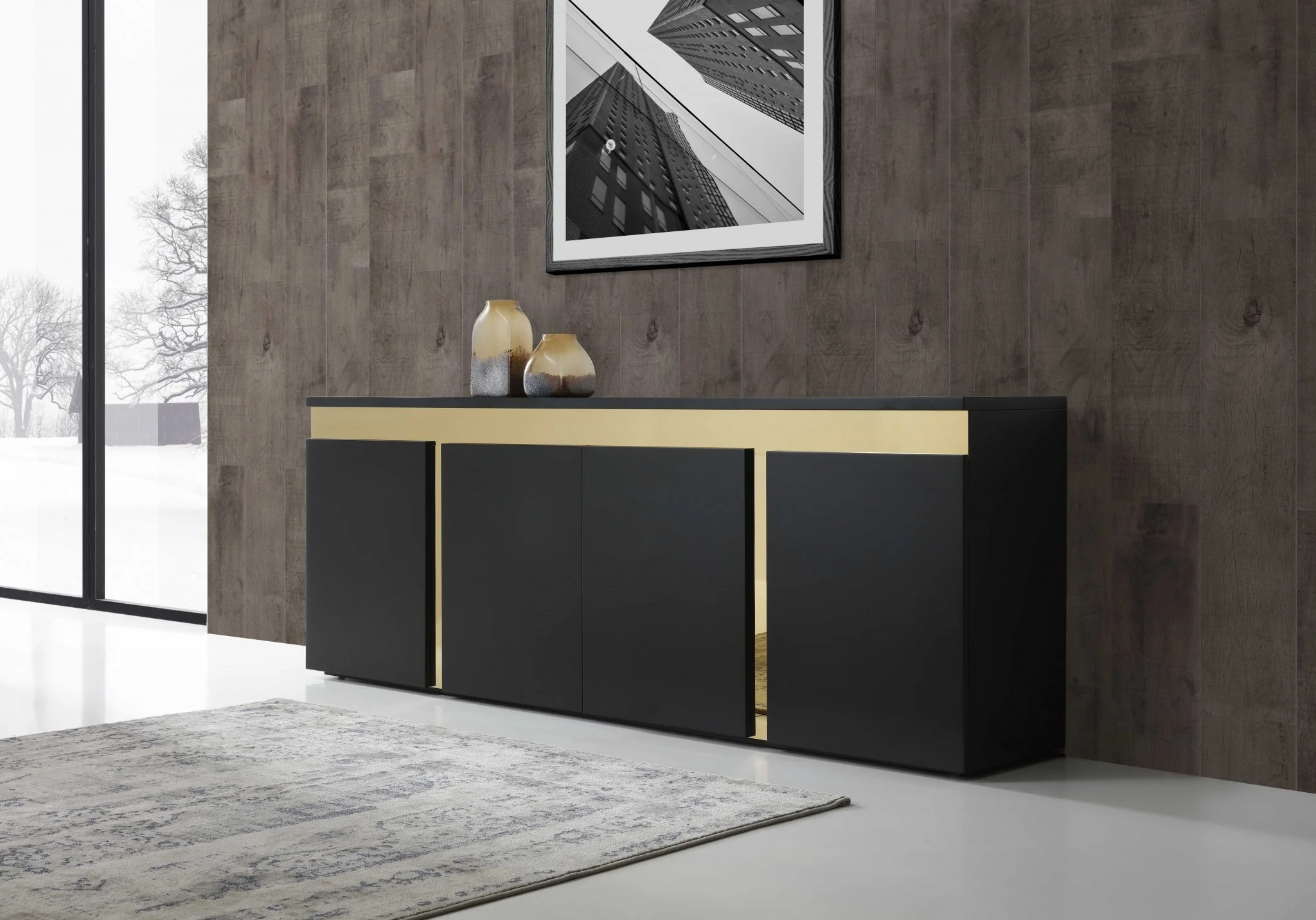Black Stainless Steel Buffet By Homeroots - Image 4