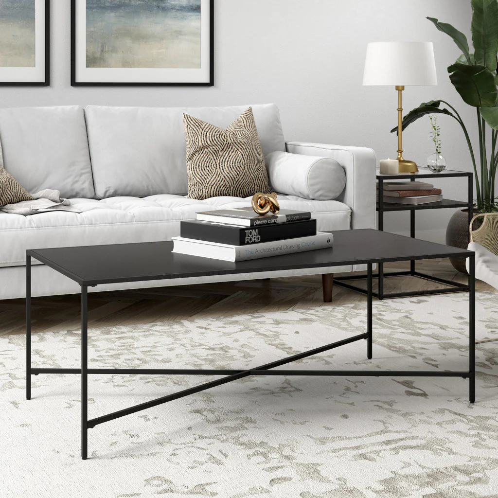 Black Steel Coffee Table By Homeroots - Image 4