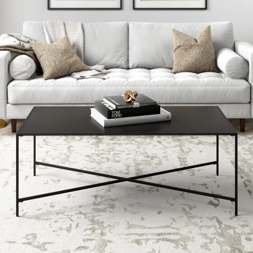 Black Steel Coffee Table By Homeroots - Image 6