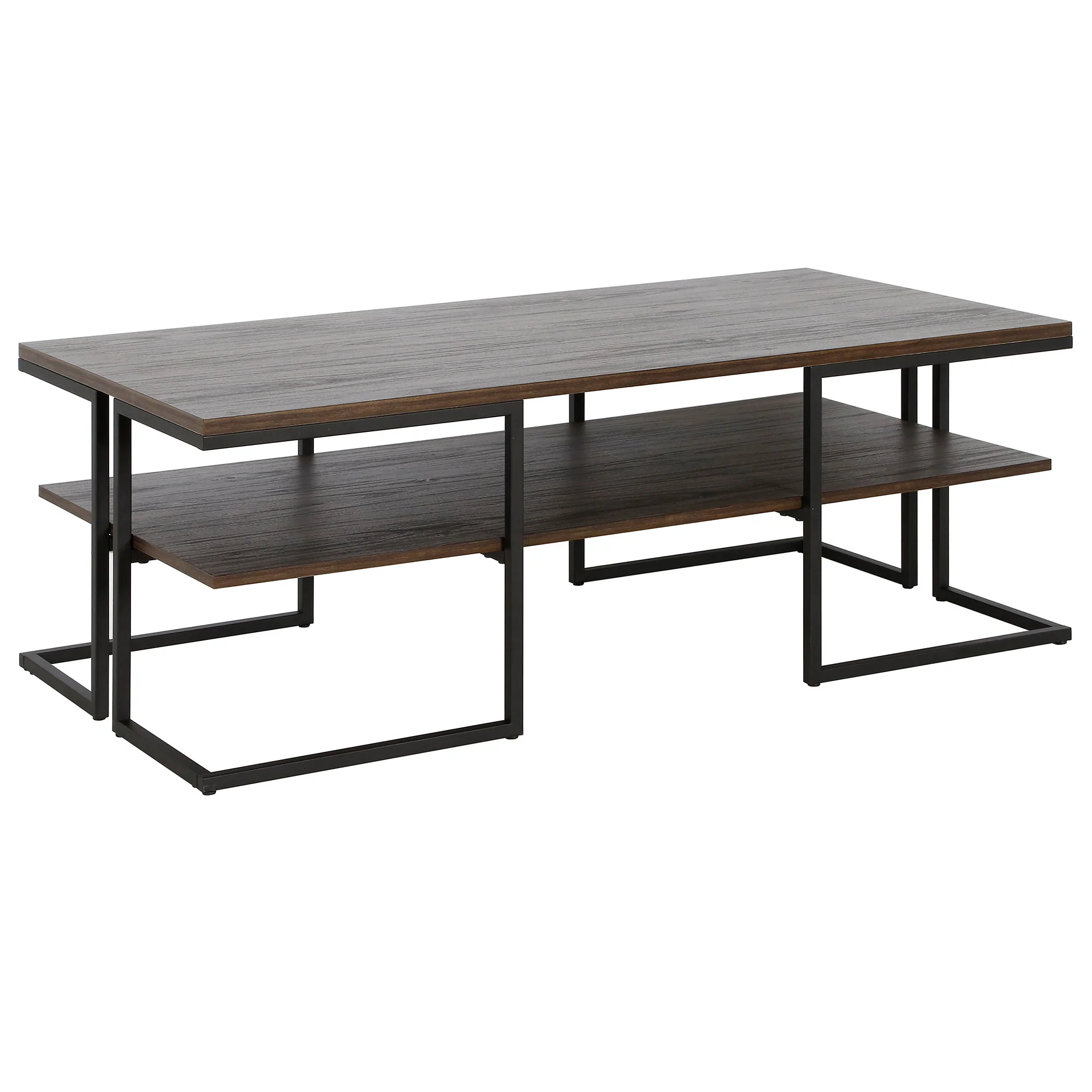 Black Steel Coffee Table With Shelf By Homeroots - Image 2