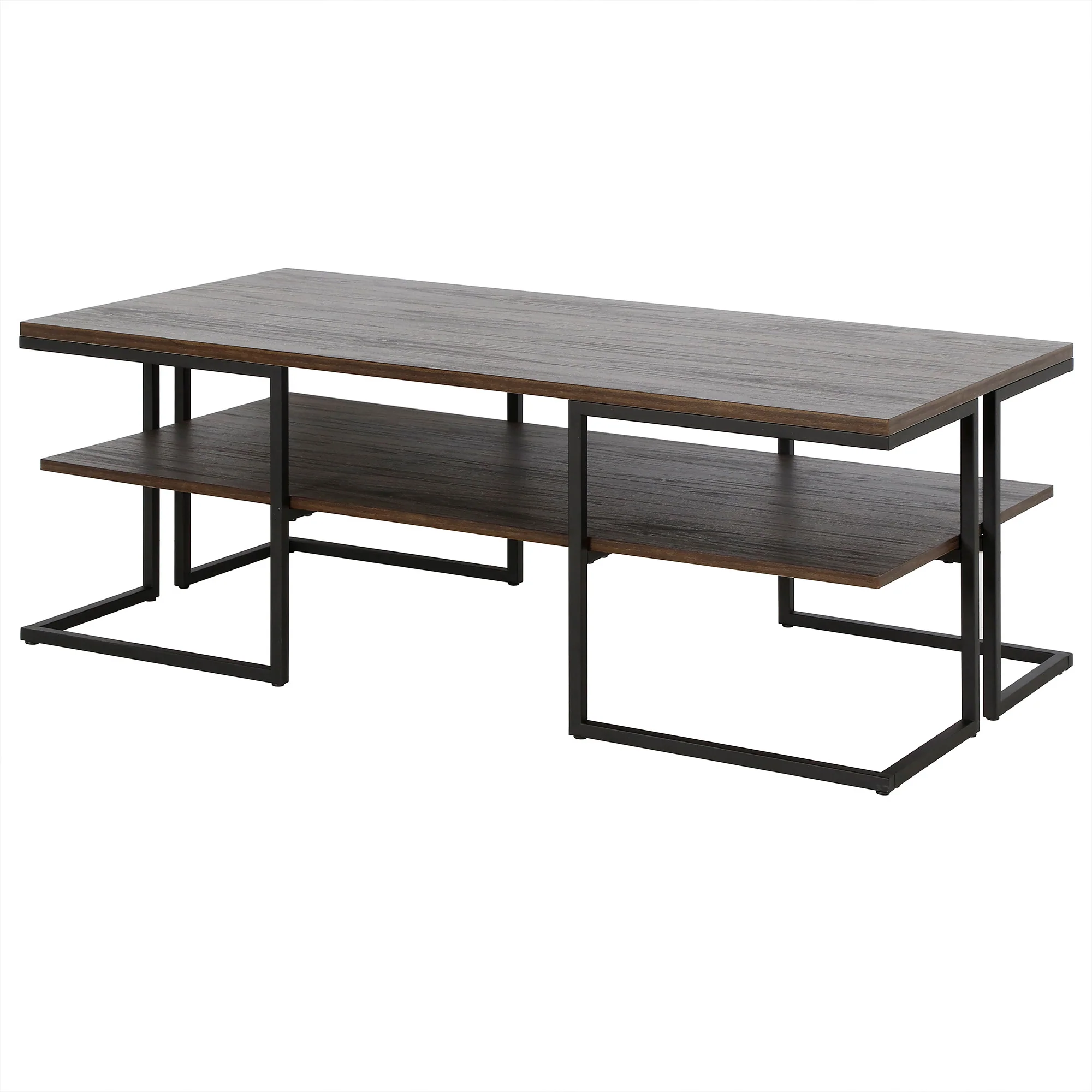 Black Steel Coffee Table With Shelf By Homeroots - Image 4