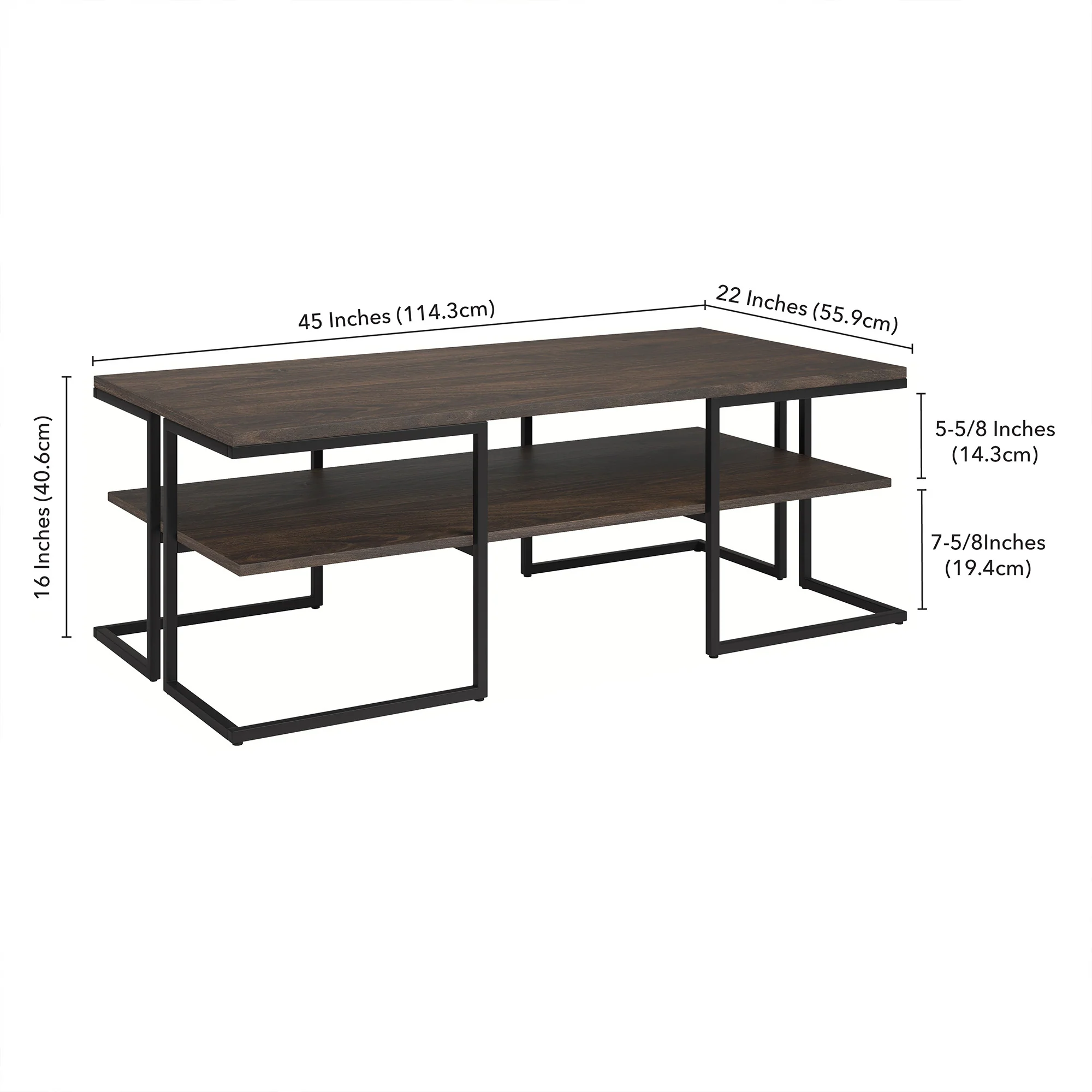 Black Steel Coffee Table With Shelf By Homeroots - Image 8