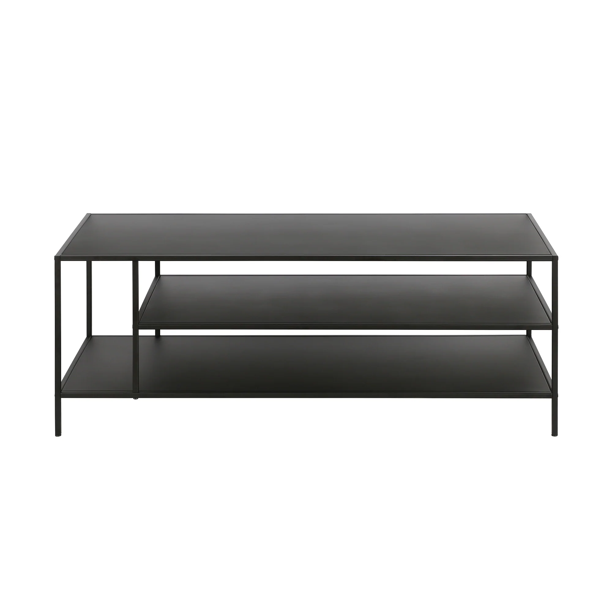 Black Steel Coffee Table With Two Shelves By Homeroots - Image 3