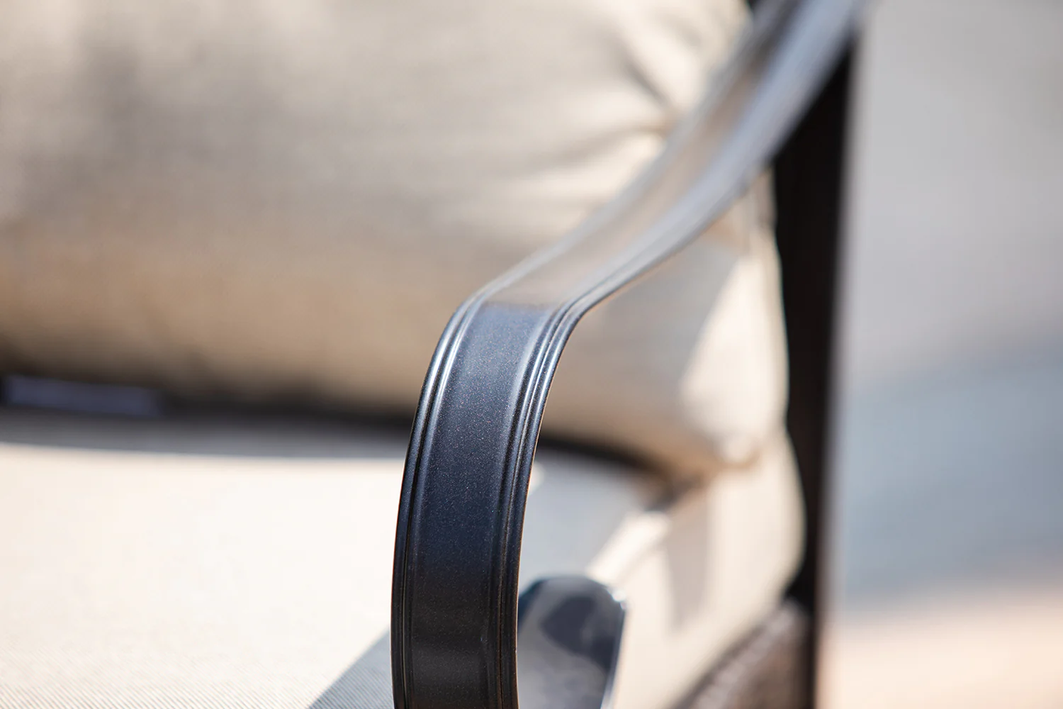 Black Steel Patio Rocking Chair with Beige Cushions By Homeroots - Image 5
