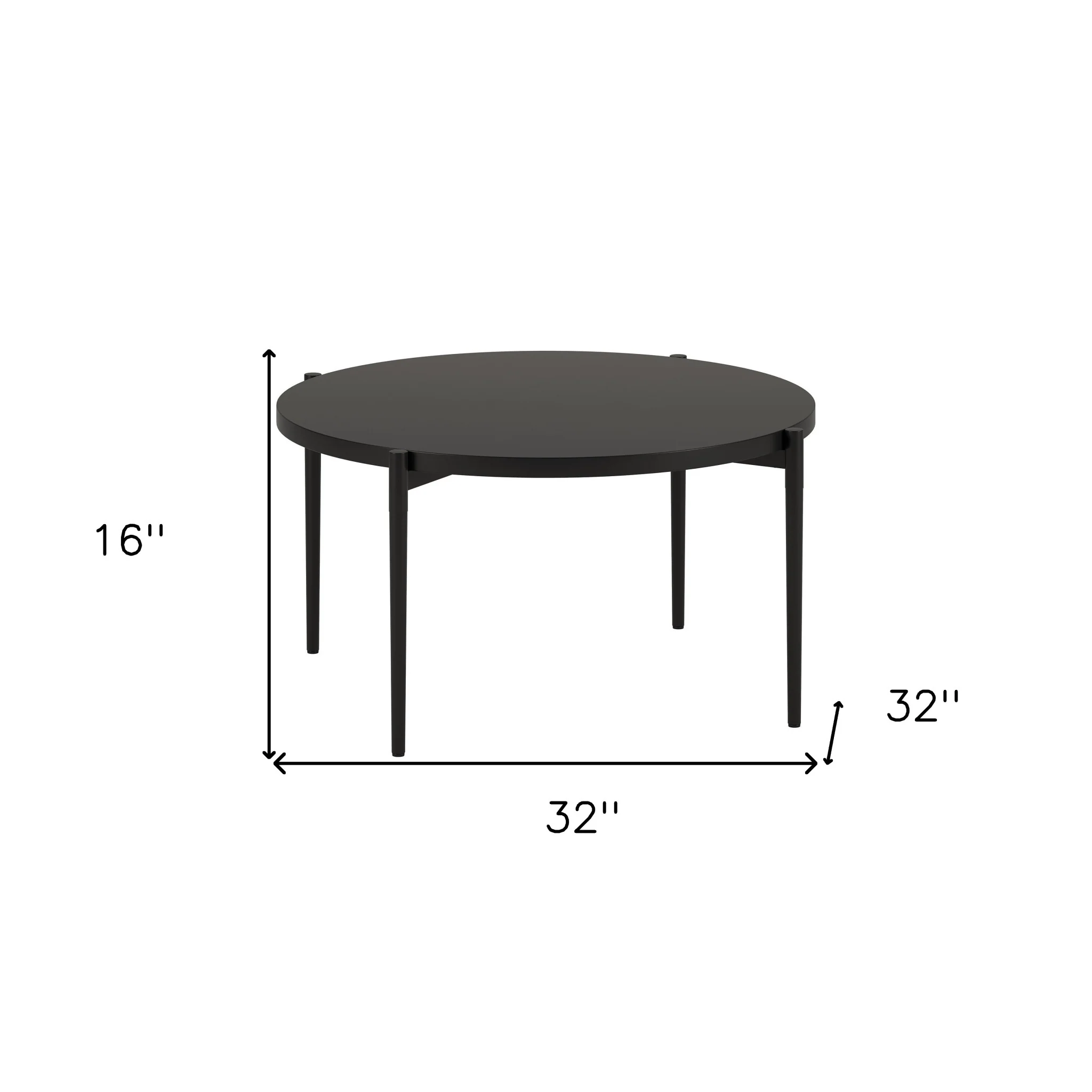 Black Steel Round Coffee Table By Homeroots - Image 6