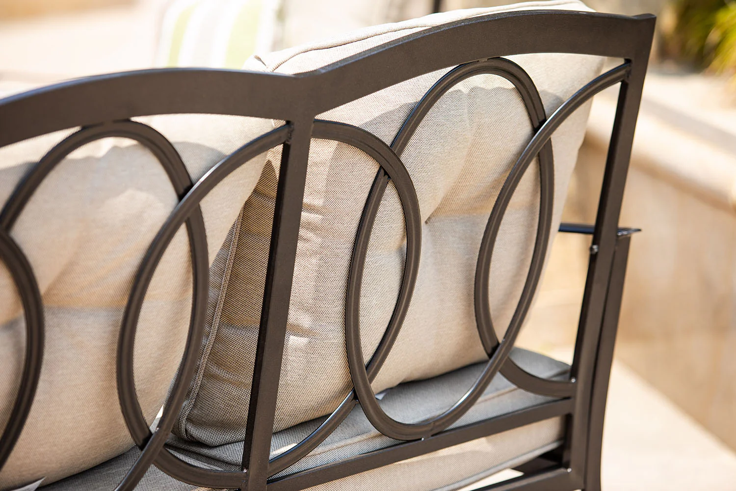 Black Steel Sofa with Beige Cushions By Homeroots - 374050 - Image 5