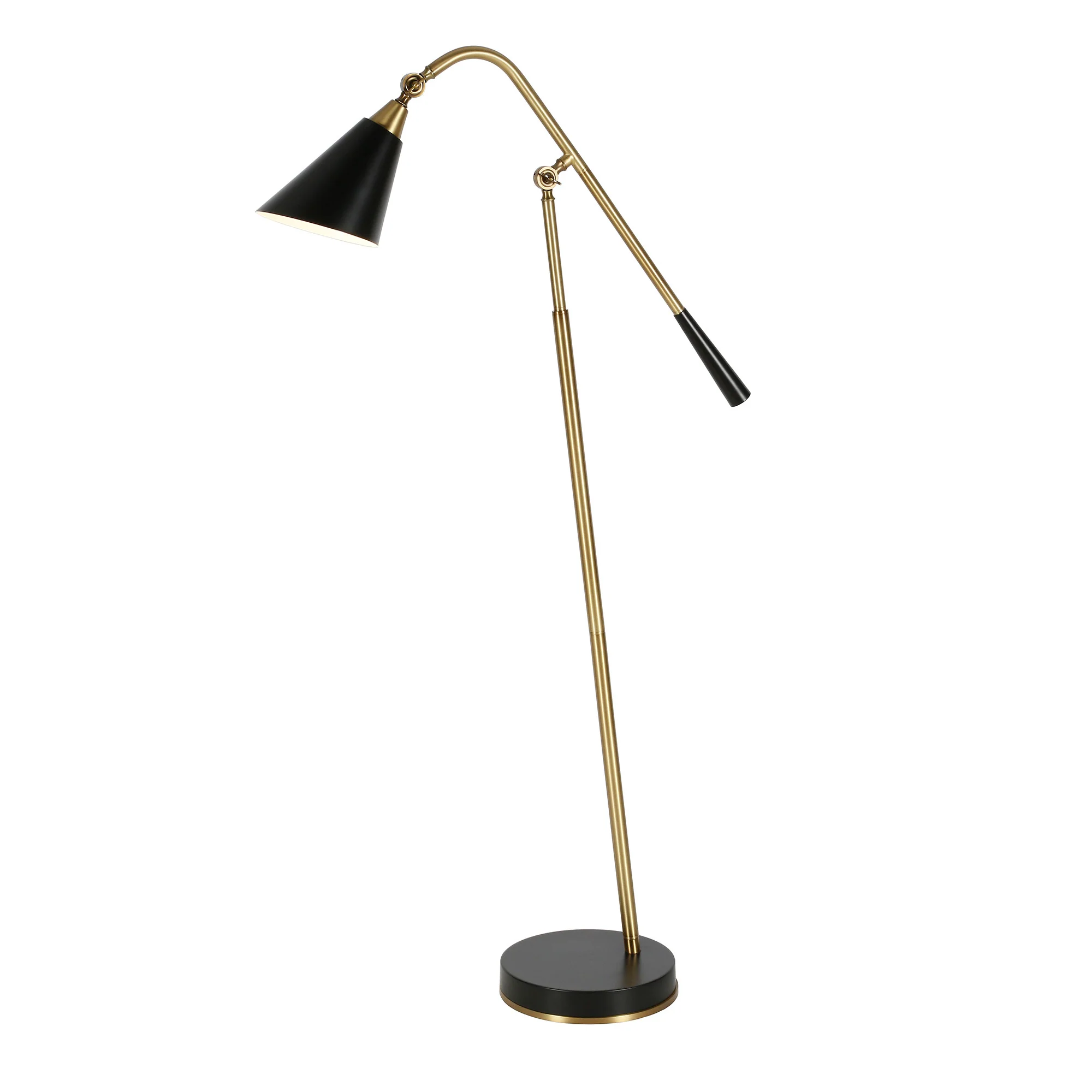 Black Swing Arm Floor Lamp With Black Cone Shade By Homeroots - Image 3